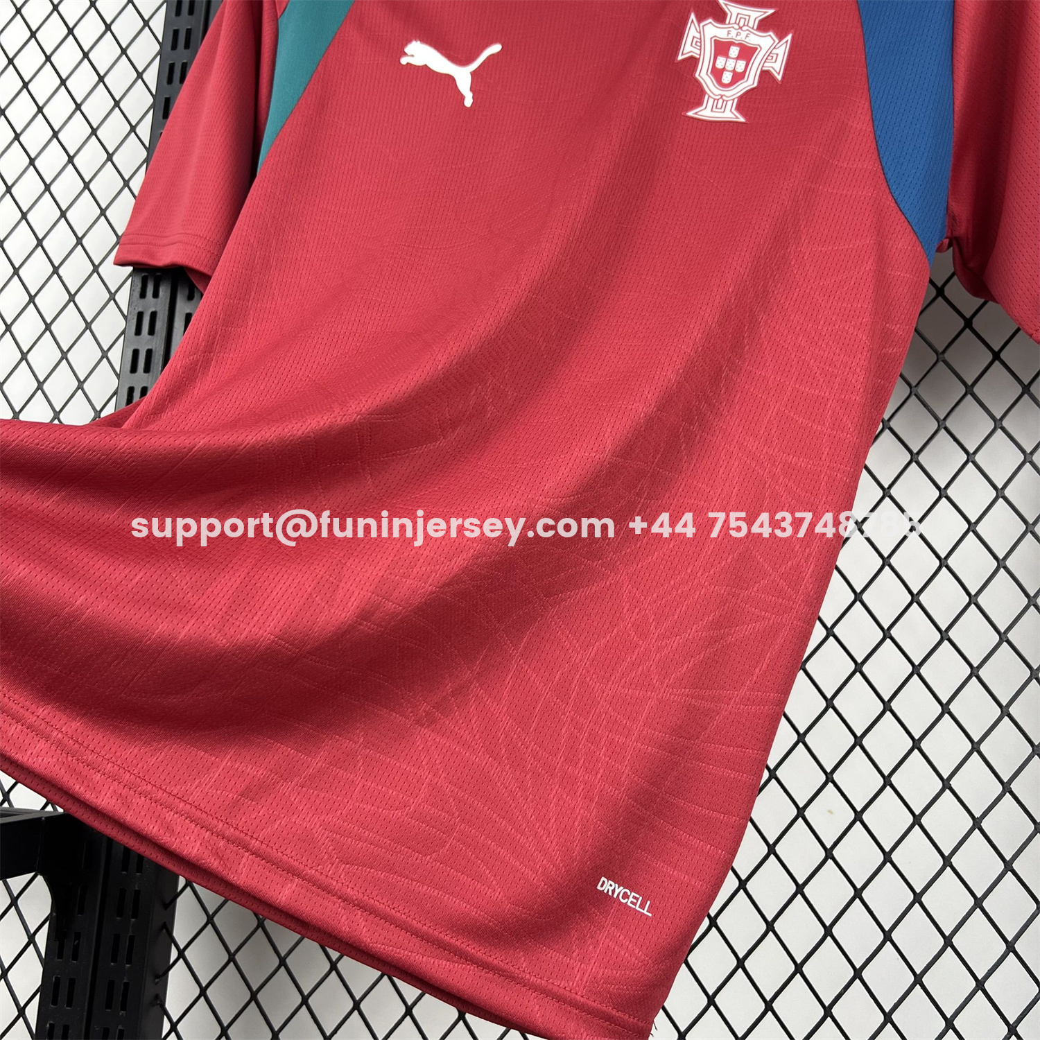 Funinjersey-Portugal 2026 Pre-Match Maroon With Blue Green Jersey - Fans Version