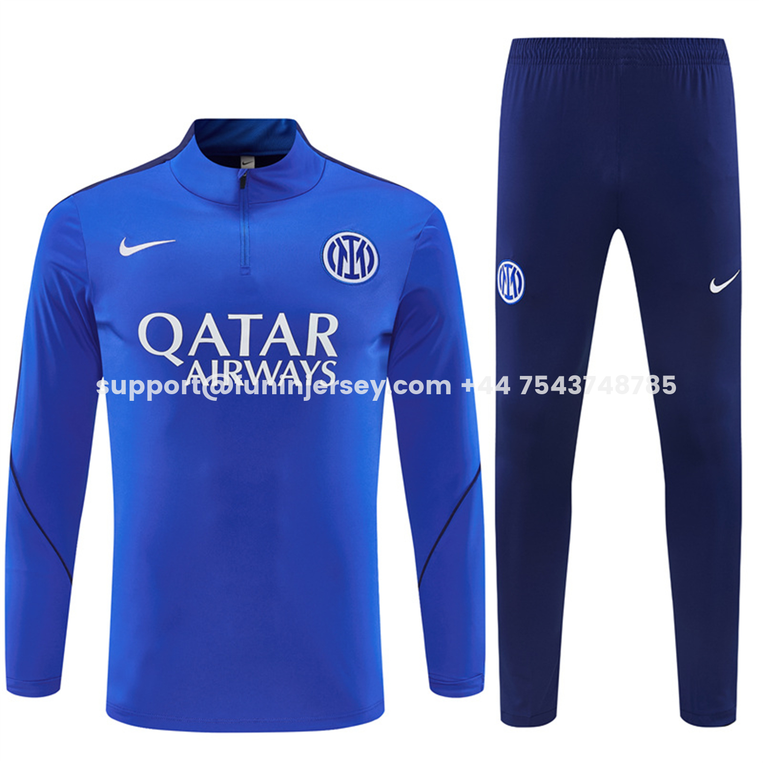 Funinjersey-Inter Milan 26-27 Kids Long Sleeve Training Set - Blue Top & Royal Blue Pants