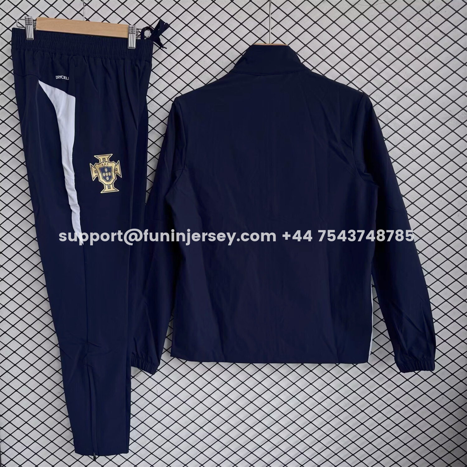 Funinjersey-Portugal 25-26 Windbreaker Training Set - Black White Top and Pants