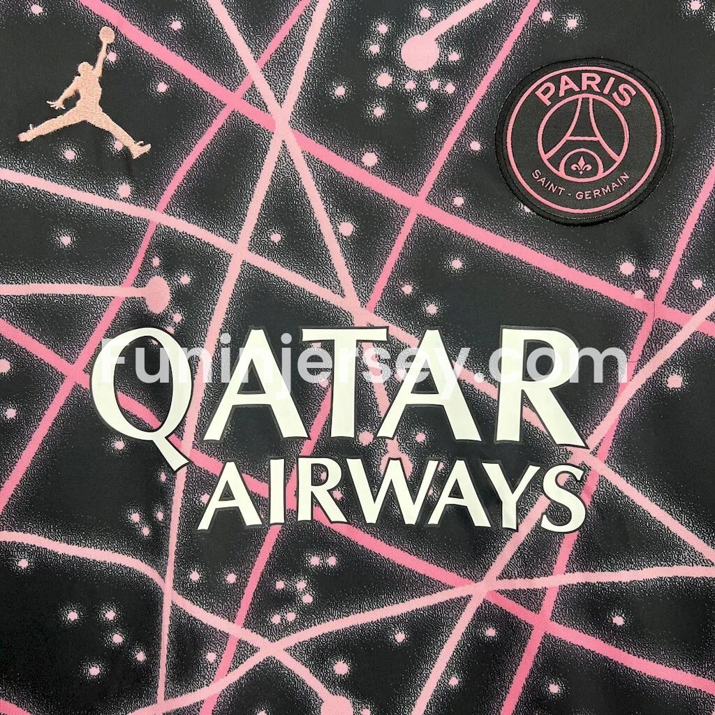 Funinjersey-Paris Saint-Germain PSG 25-26 Pink Lines Black Pre-Match Training Jersey - Fans Version