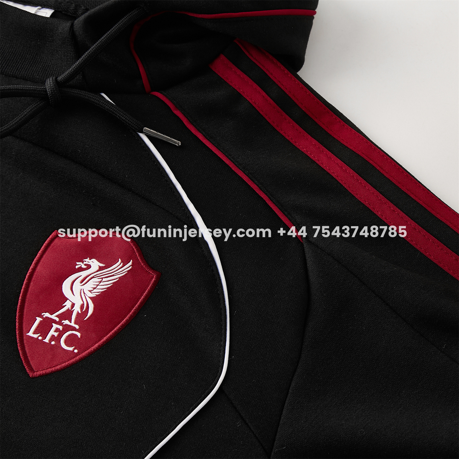 Funinjersey-Liver.pool 25-26 Hooded Windbreaker Training Set - Black Top & Black Pants