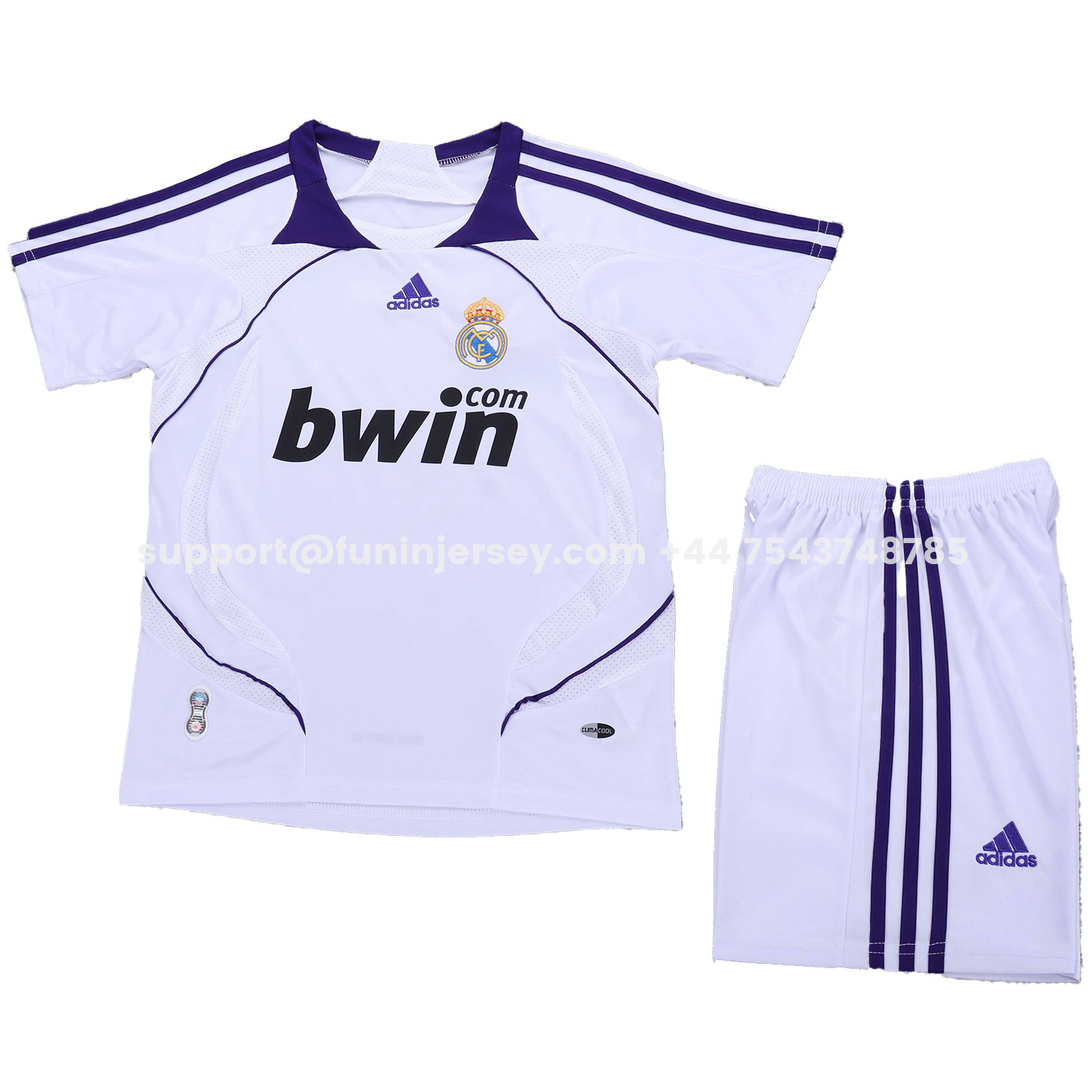 Funinjersey-Retro Real Madrid 2007-08 Home Kids Kit