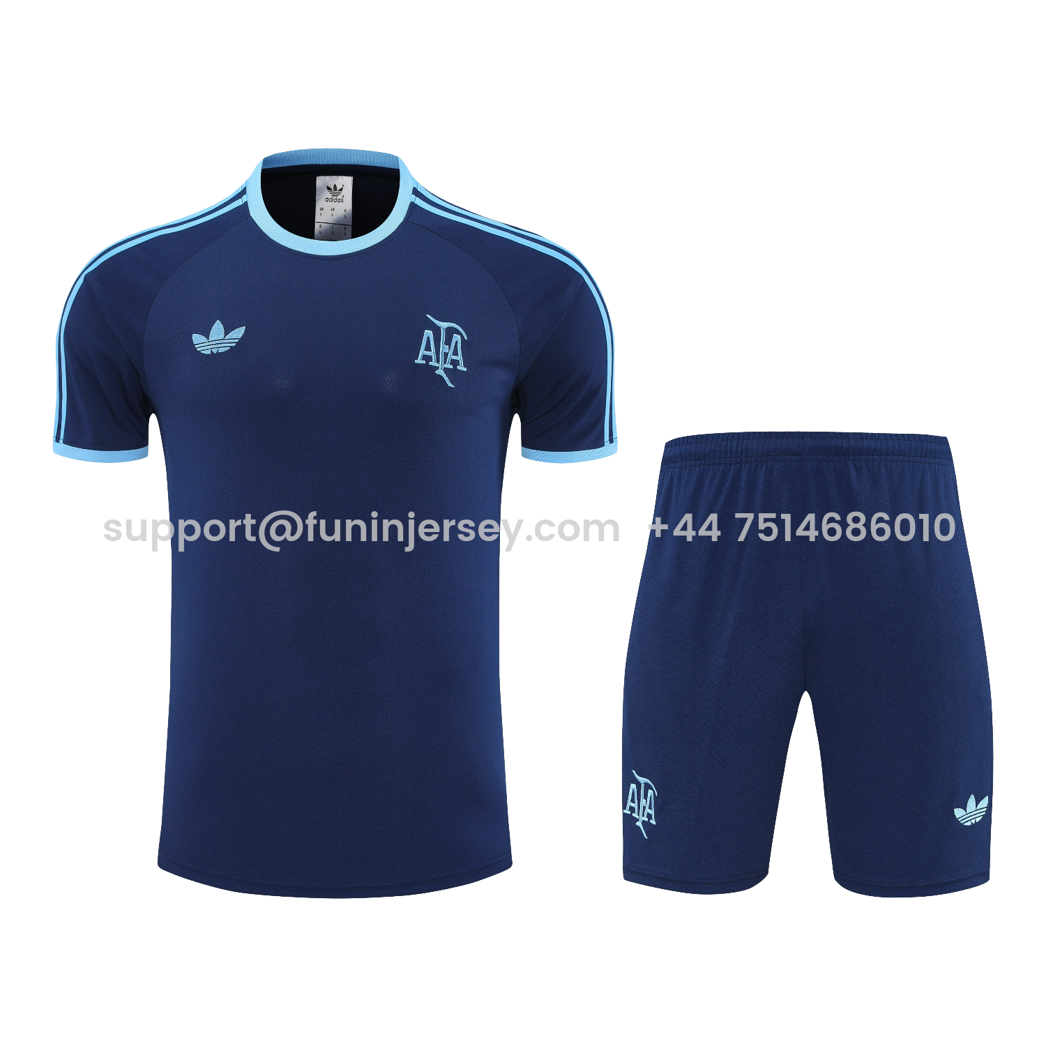 Funinjersey-Argentina 25-26 Short-Sleeve Training Set - Deep BlueTop & Deep Blue Shorts