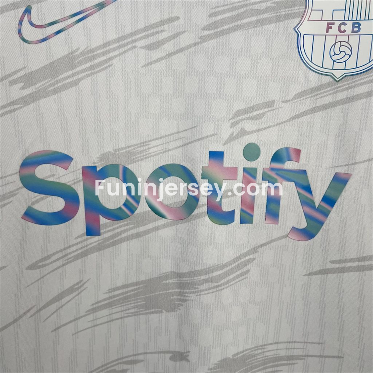 Funinjersey-Barcelona 25-26 Colored Cuffs White Jersey - Fans Version