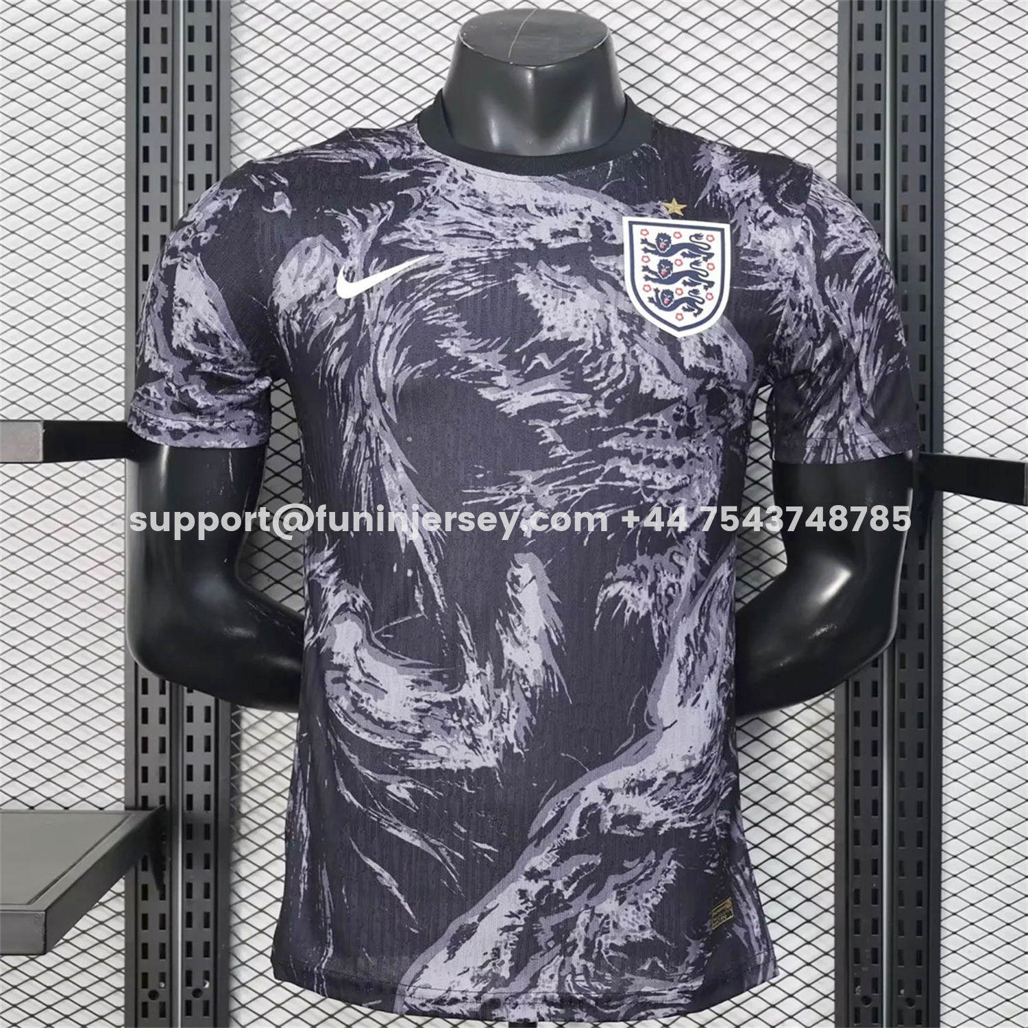 Funinjersey-England 2026 Lion Black Special Jersey - Player Version
