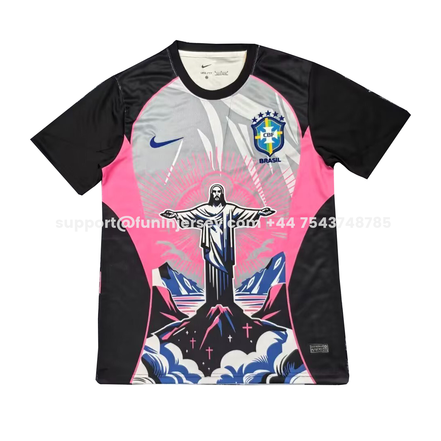 Funinjersey-Brazil 25-26 Jesus Pink And Black Jersey - Fans Version