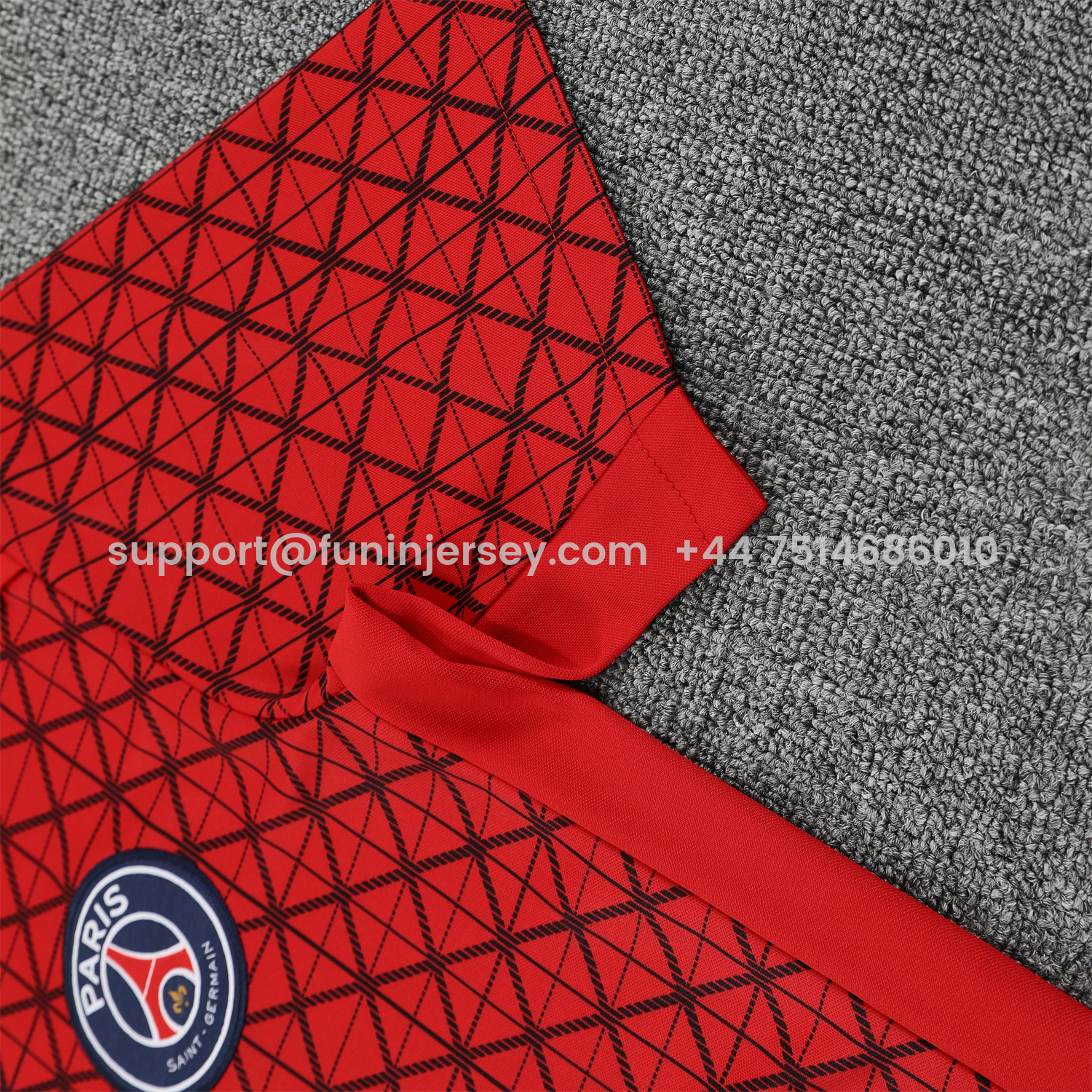 Funinjersey-Paris Saint-Germain PSG 25-26 Short-Sleeve Training Set - Red Top & Deep Blue Shorts