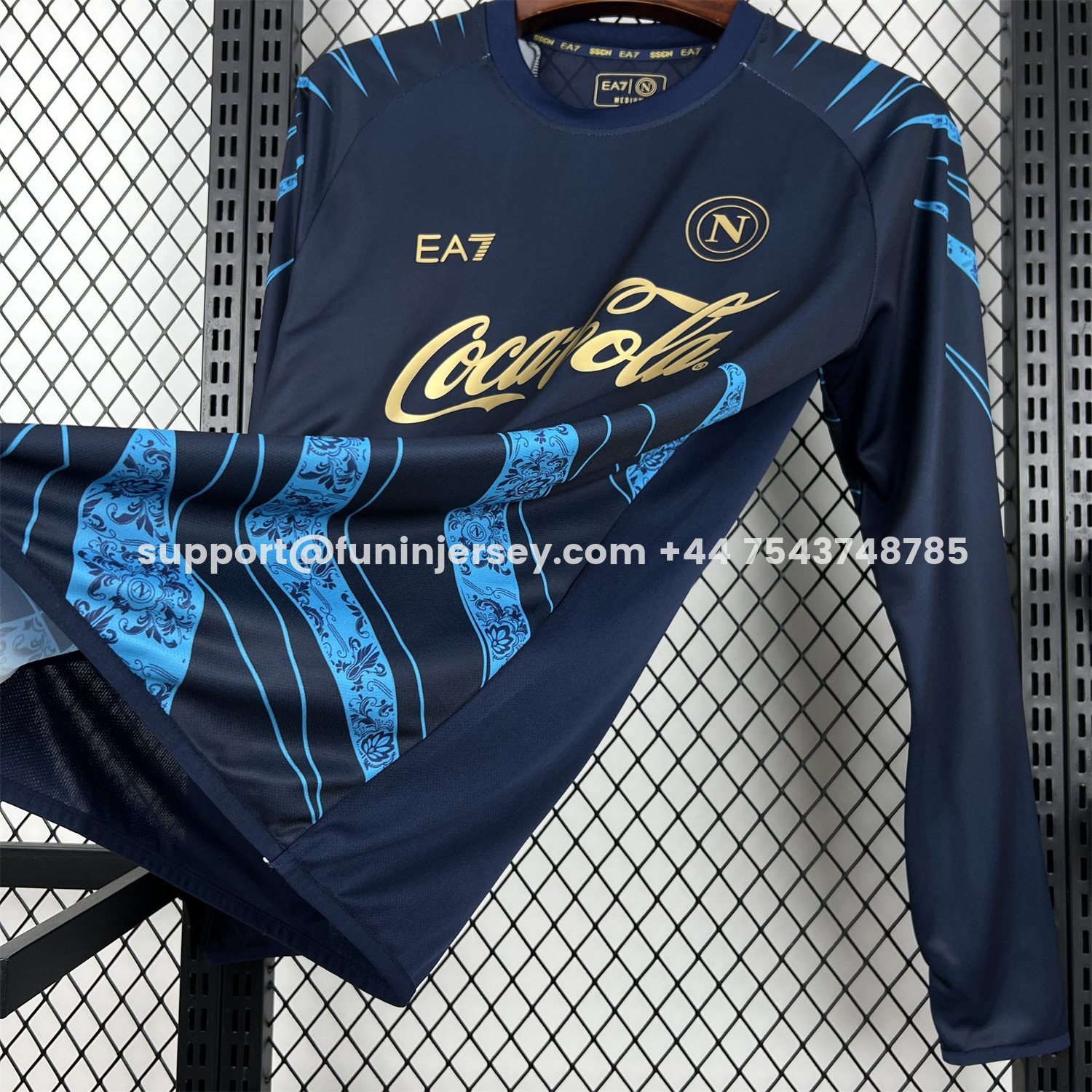 Funinjersey-Napoli 25-26 CocaCola Dark Blue Special Long Sleeves Jersey - Fans Version