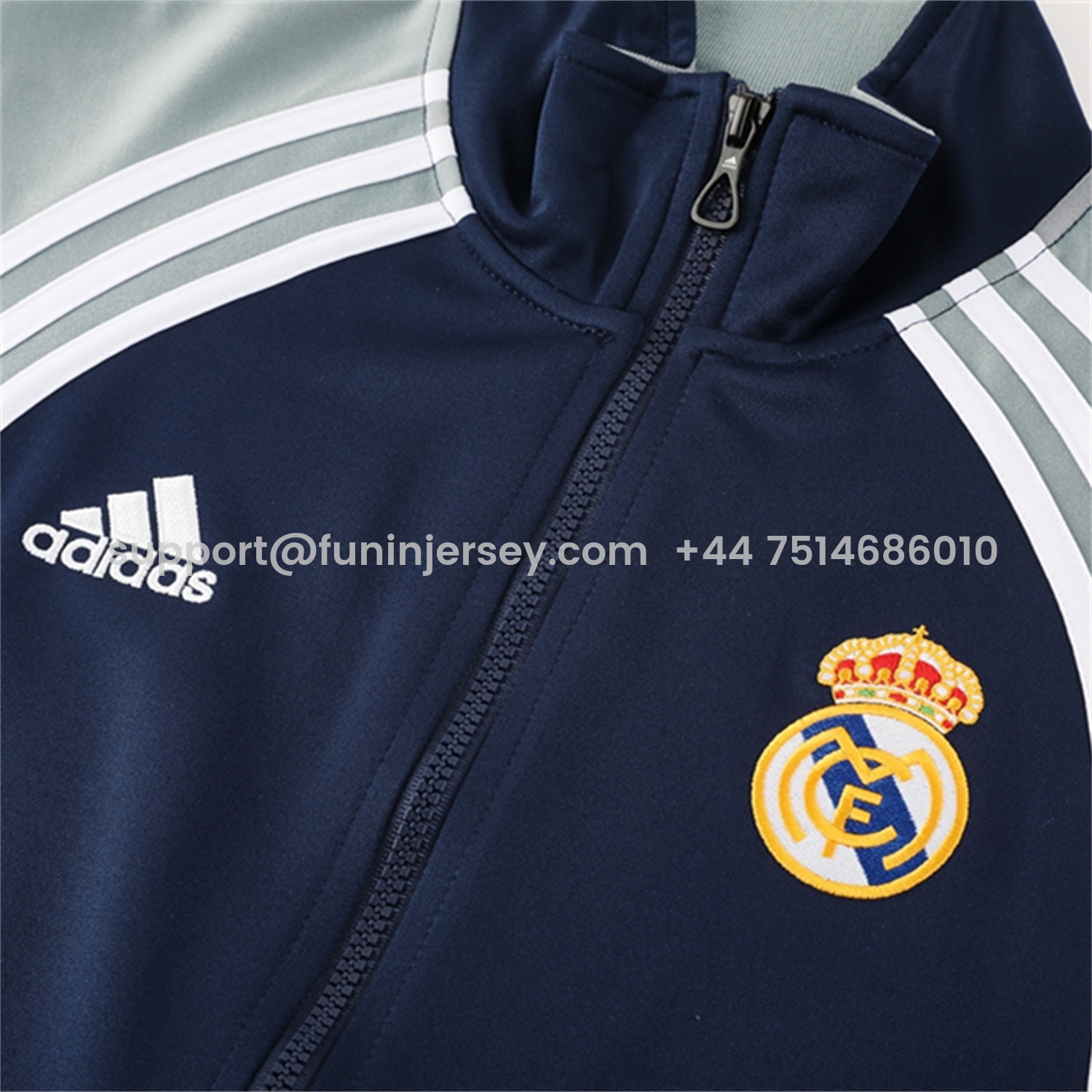 Funinjersey-Real Madrid 25-26 Jacket Training Tracksuit - Blue Grey Jackets & Pants