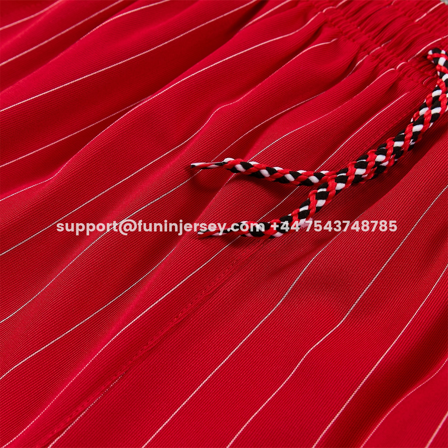 Funinjersey-Manchester United 25-26 Retro Style Vest Training Set - Red With White Stripes Top & Pants