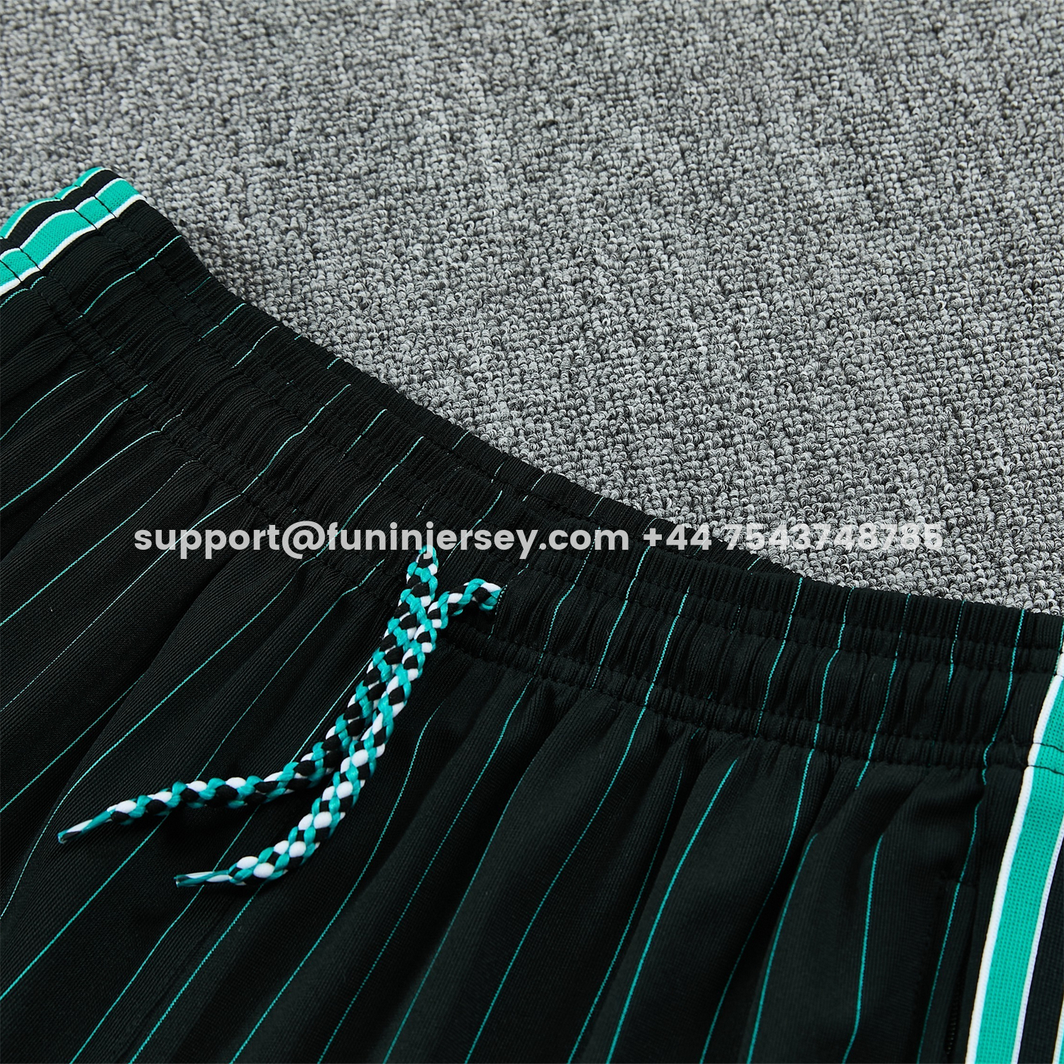 Funinjersey-Liver.pool 25-26 Retro Style Vest Training Set - Black With Turquoise Stripes Top & Pants