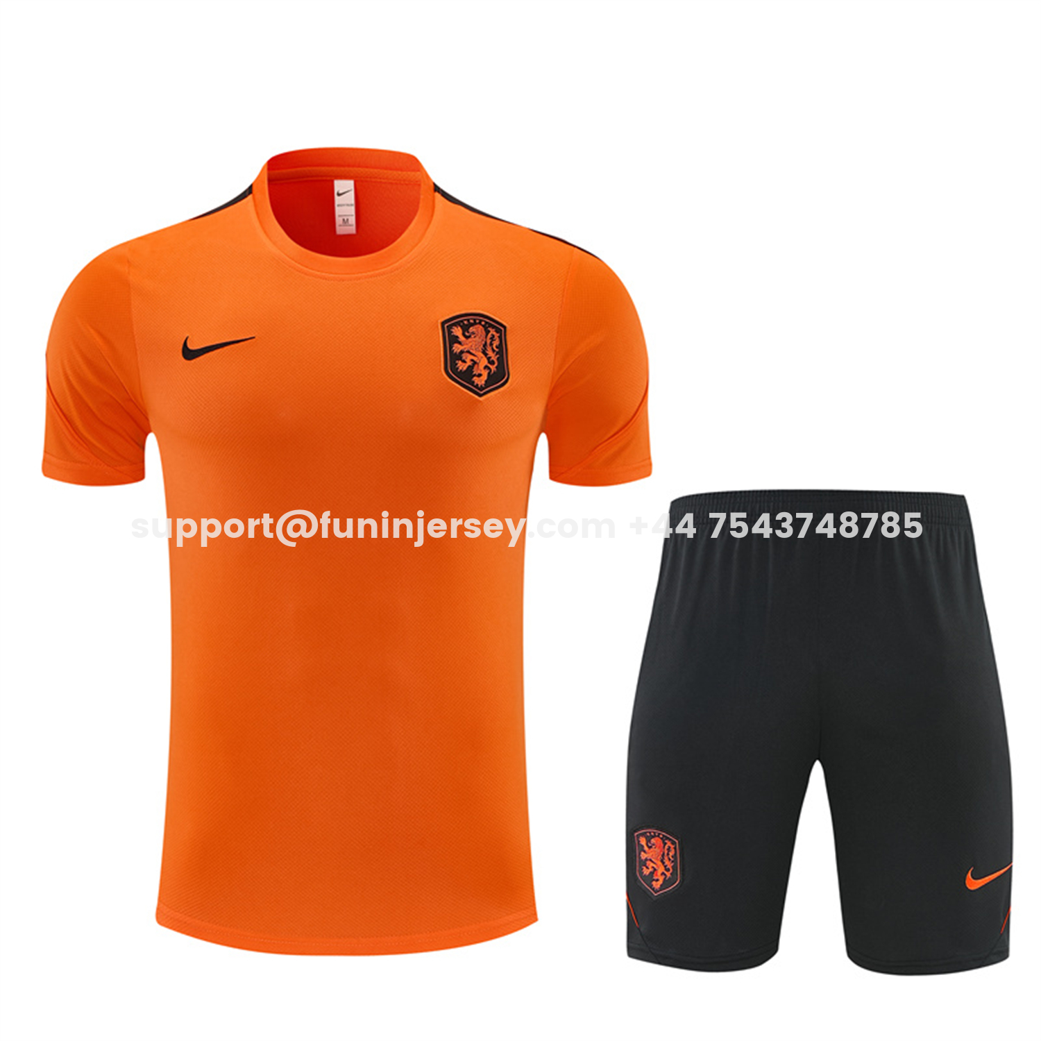 Funinjersey-Netherlands 2026 Kids Short-Sleeve Training Set - Orange Top & Black With Orange Accents Pants