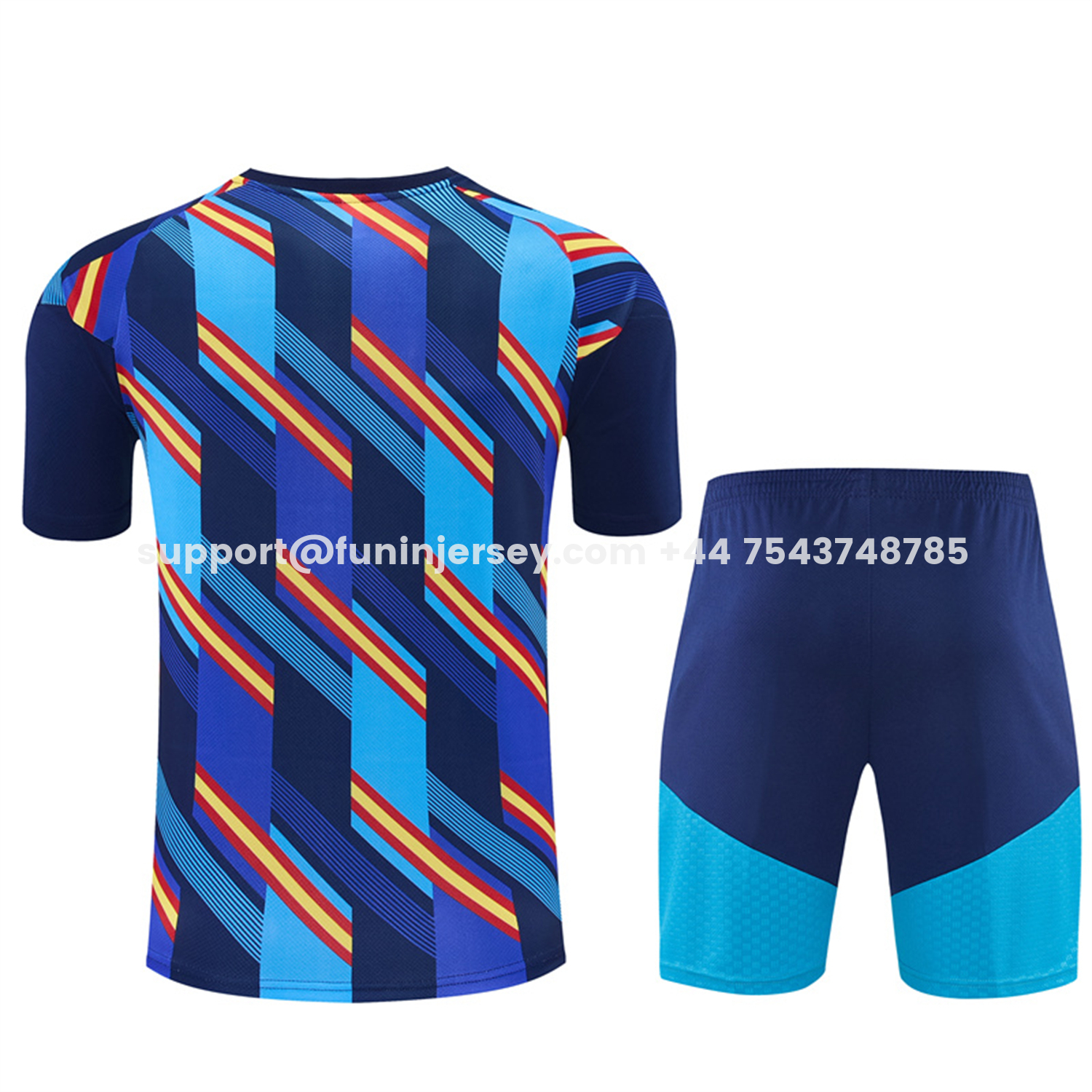 Funinjersey-Spain 2026 Short-Sleeve Training Set - Royal Blue And Yellow Top & Royal Blue Shorts