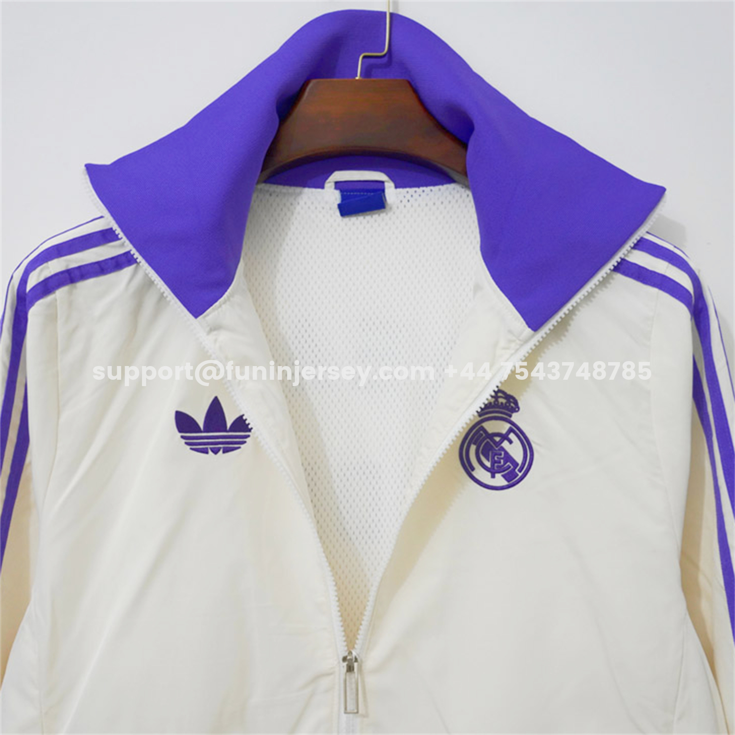 Funinjersey-Retro Real Madrid 2024-25 Windbreaker Jacket - Purple And White