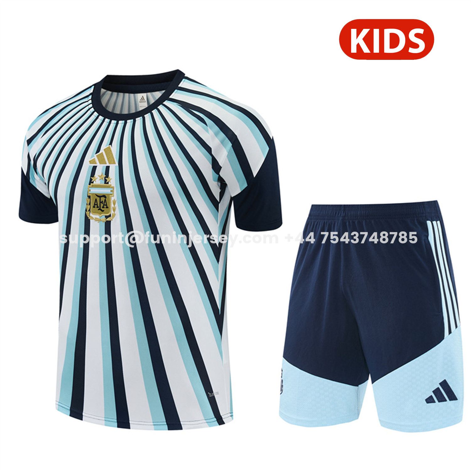 Funinjersey-Argentina 2026 Kids Short-Sleeve Training Set - Blue Rays Top and Blue Shorts