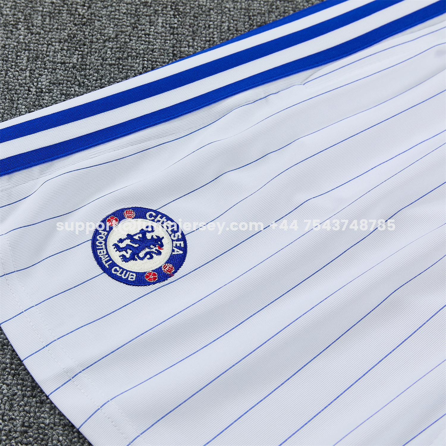 Funinjersey-C.H.E.L.S.E.A 25-26 Retro Style Short-Sleeve Training Set - Blue Top & White Pants