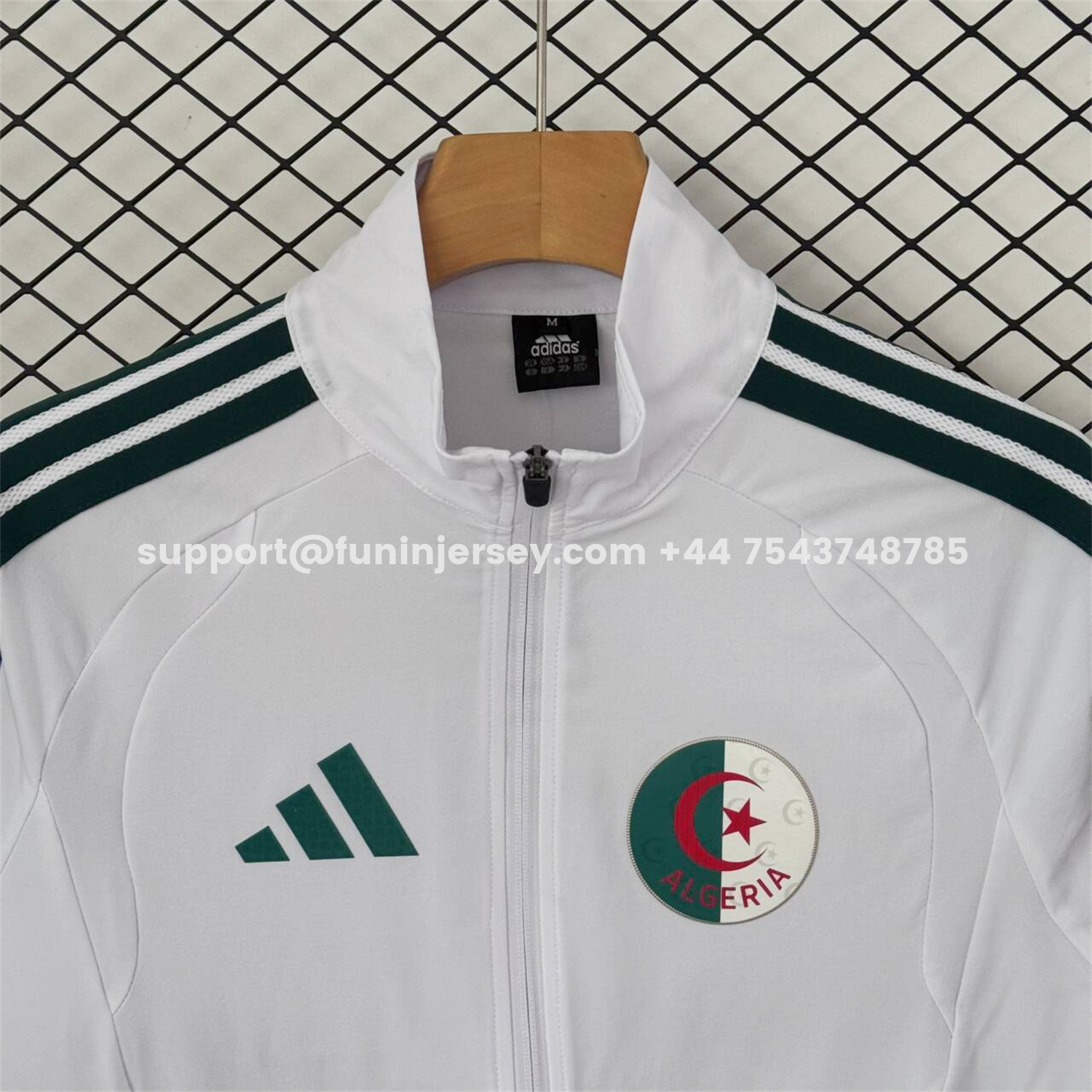Funinjersey-Algeria 25-26 Windbreaker Training Set - White With Black Top and Pants