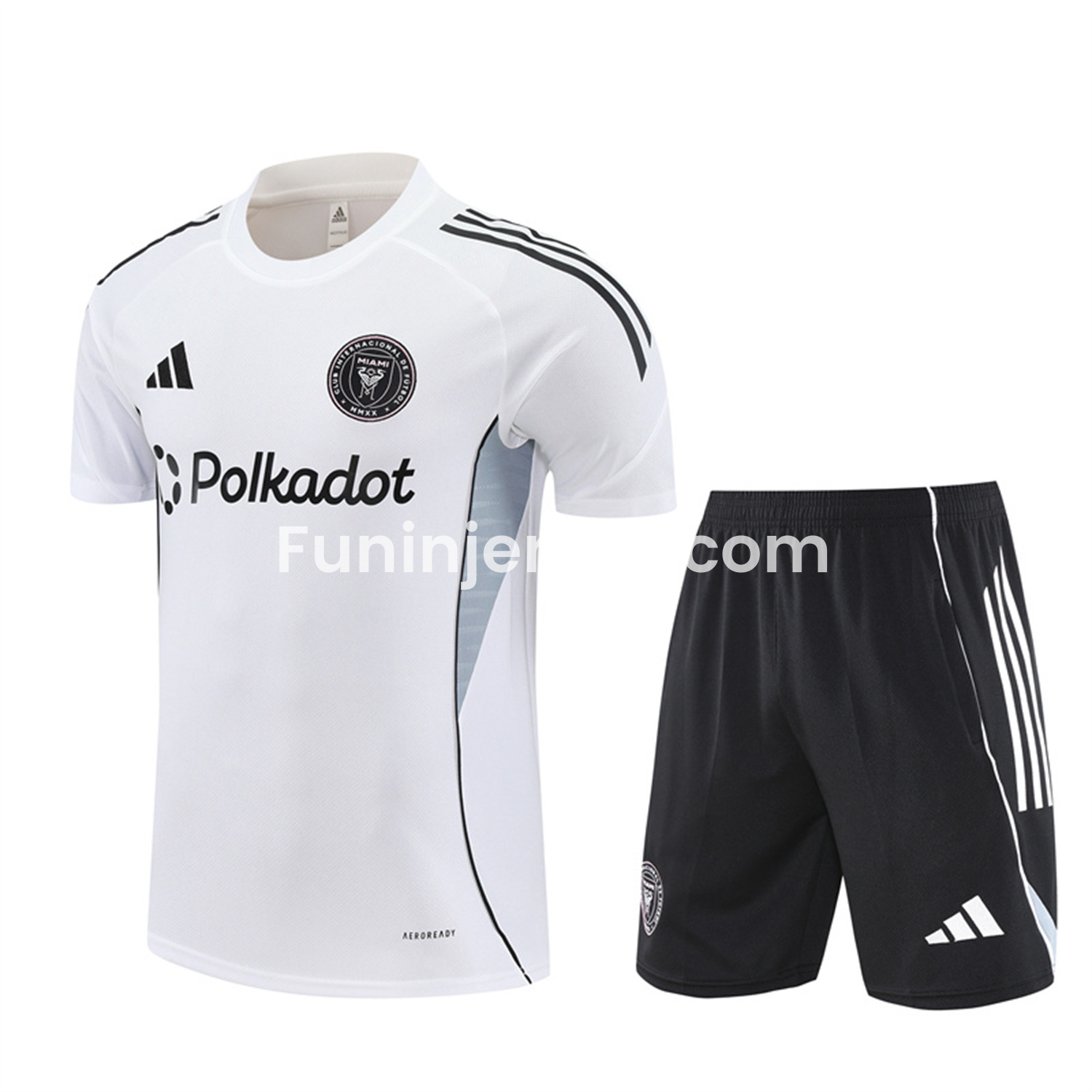 Funinjersey-INT M.A.M 25-26 Short-Sleeve Training Set - White Top and Black Shorts