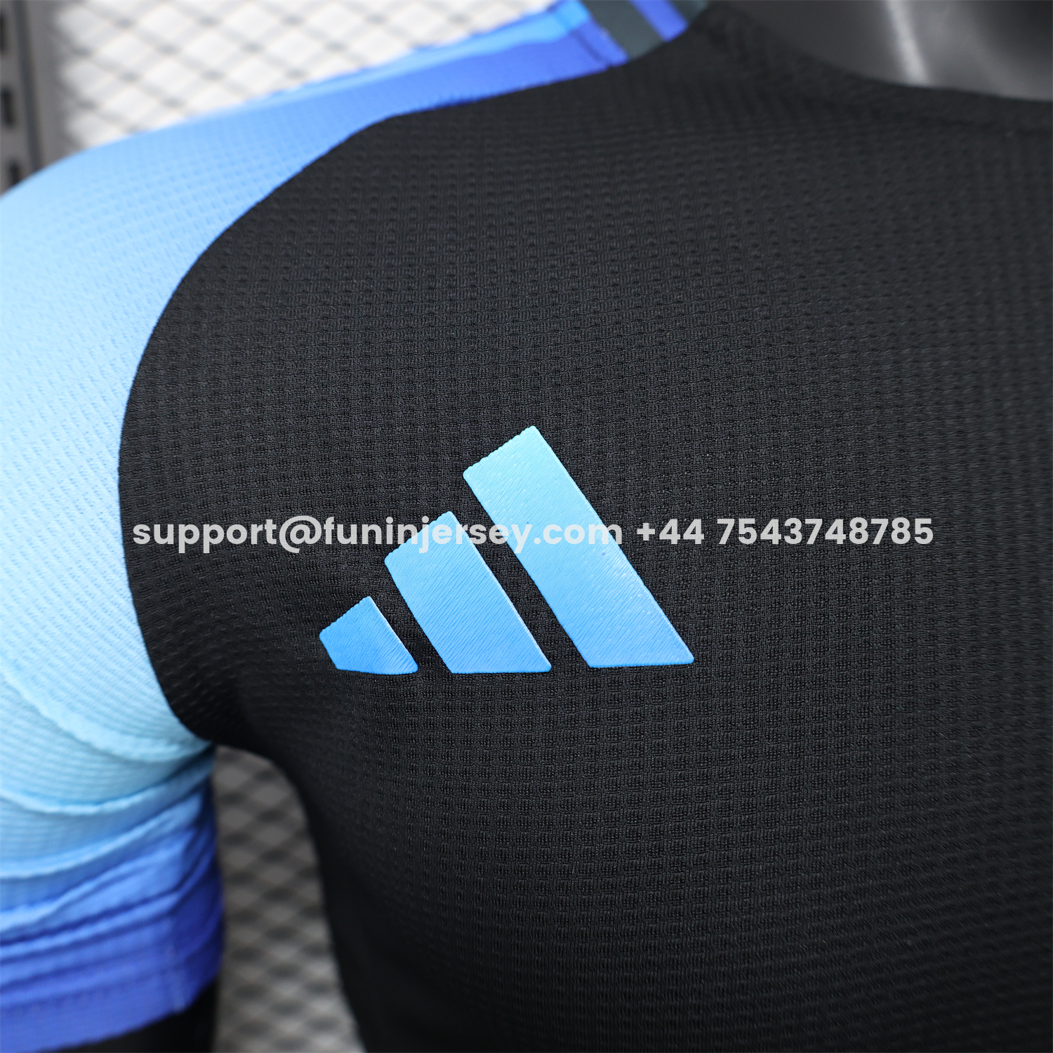 Funinjersey-Algeria 25-26 Pure Black with Blue Sleeves Jersey - Player Version