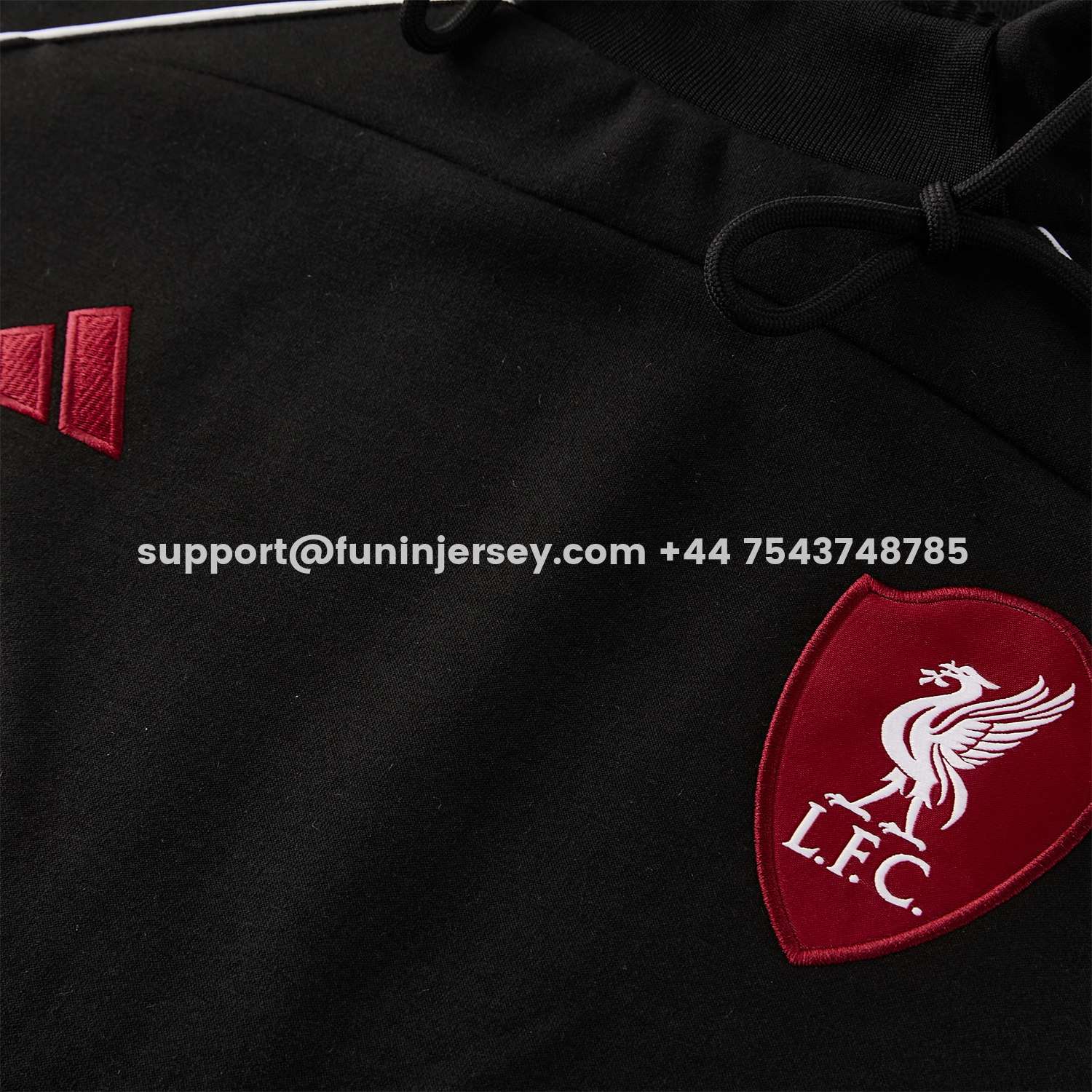 Funinjersey-Liver.pool 25-26 Hooded Windbreaker Training Set - Black Top & Black Pants