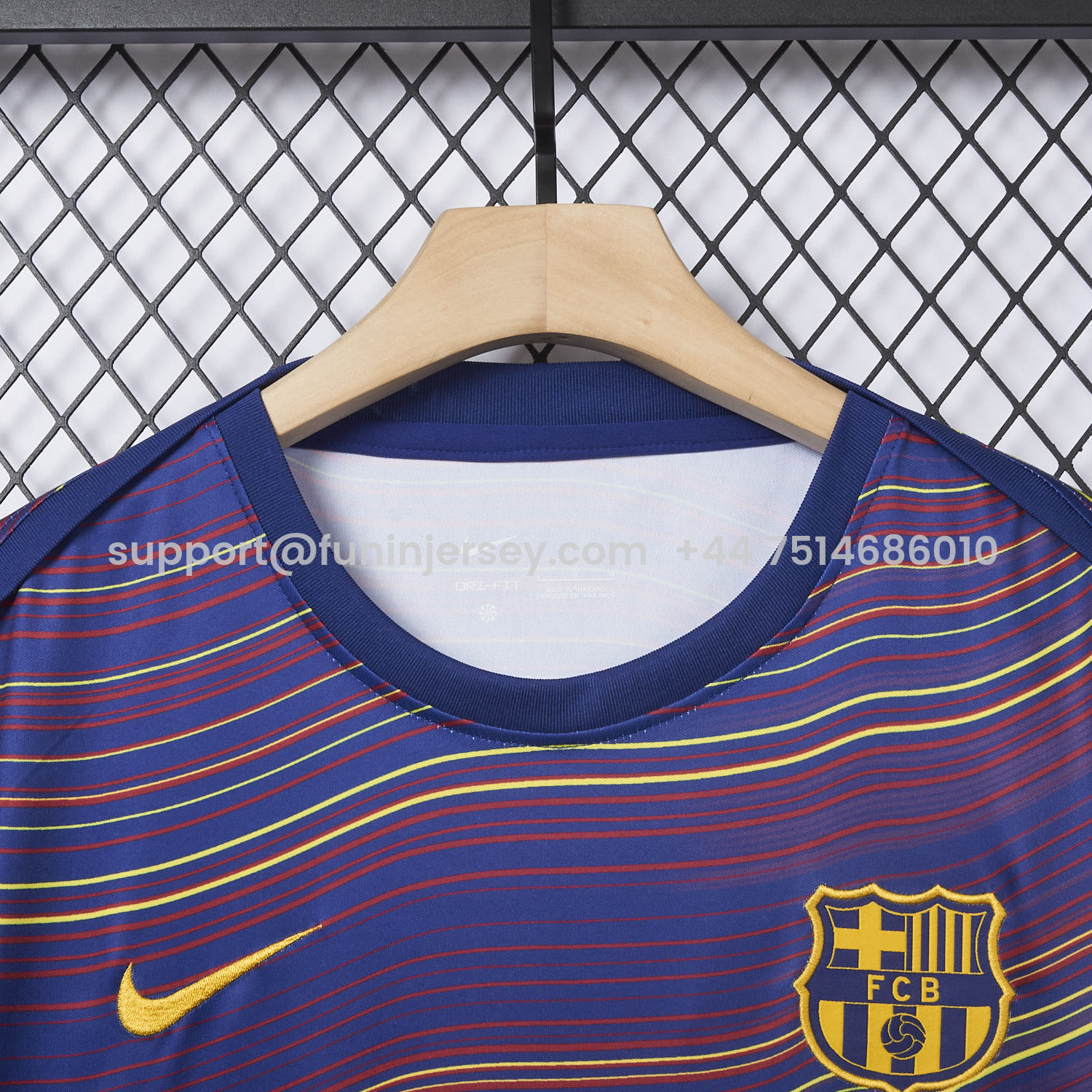 Funinjersey-Barcelona 25-26 Deep Blue Pre-Match Training Jersey with Colorful Lines - Fans Version