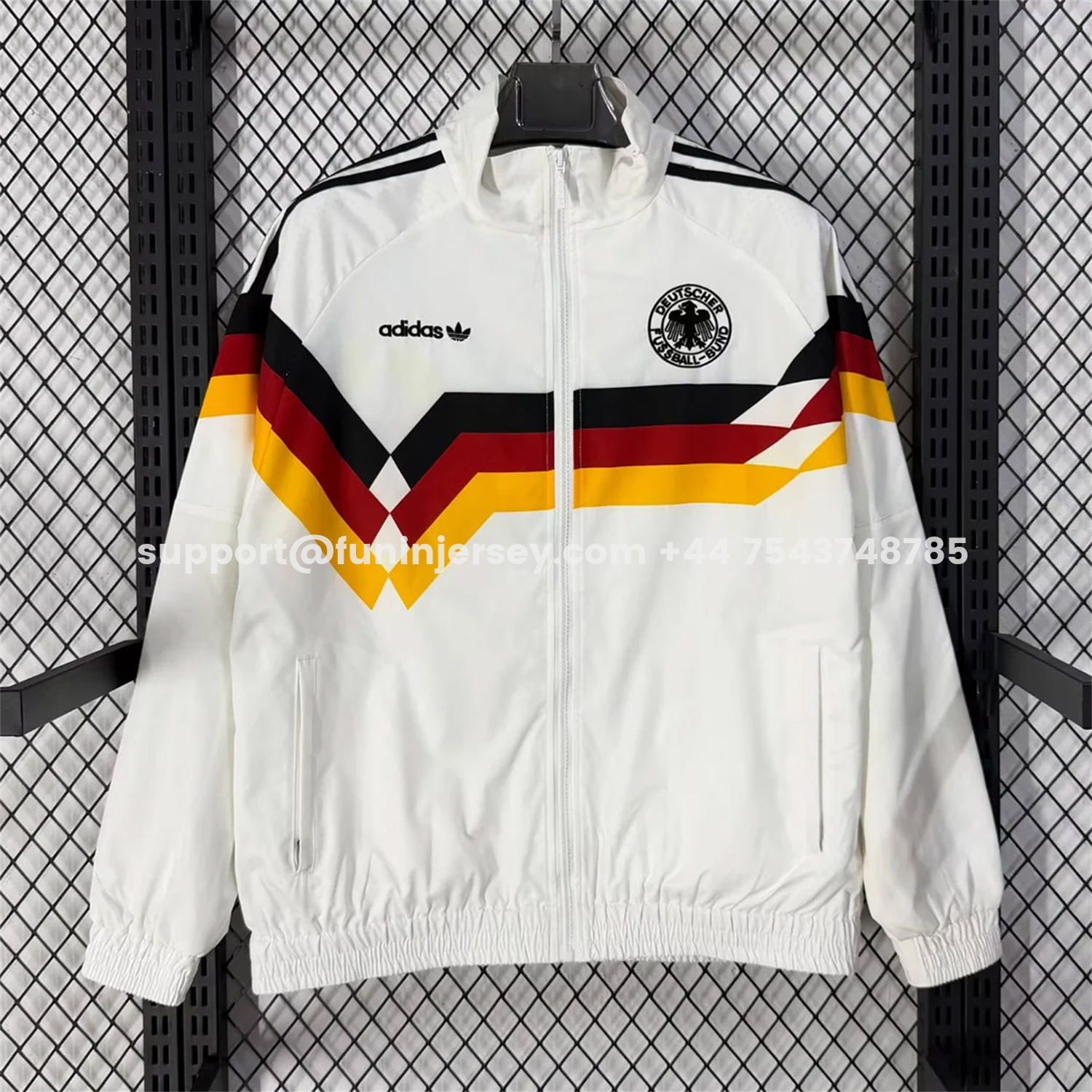 Funinjersey-Germany 2026 Windbreaker Jacket - White With Classic Stripes
