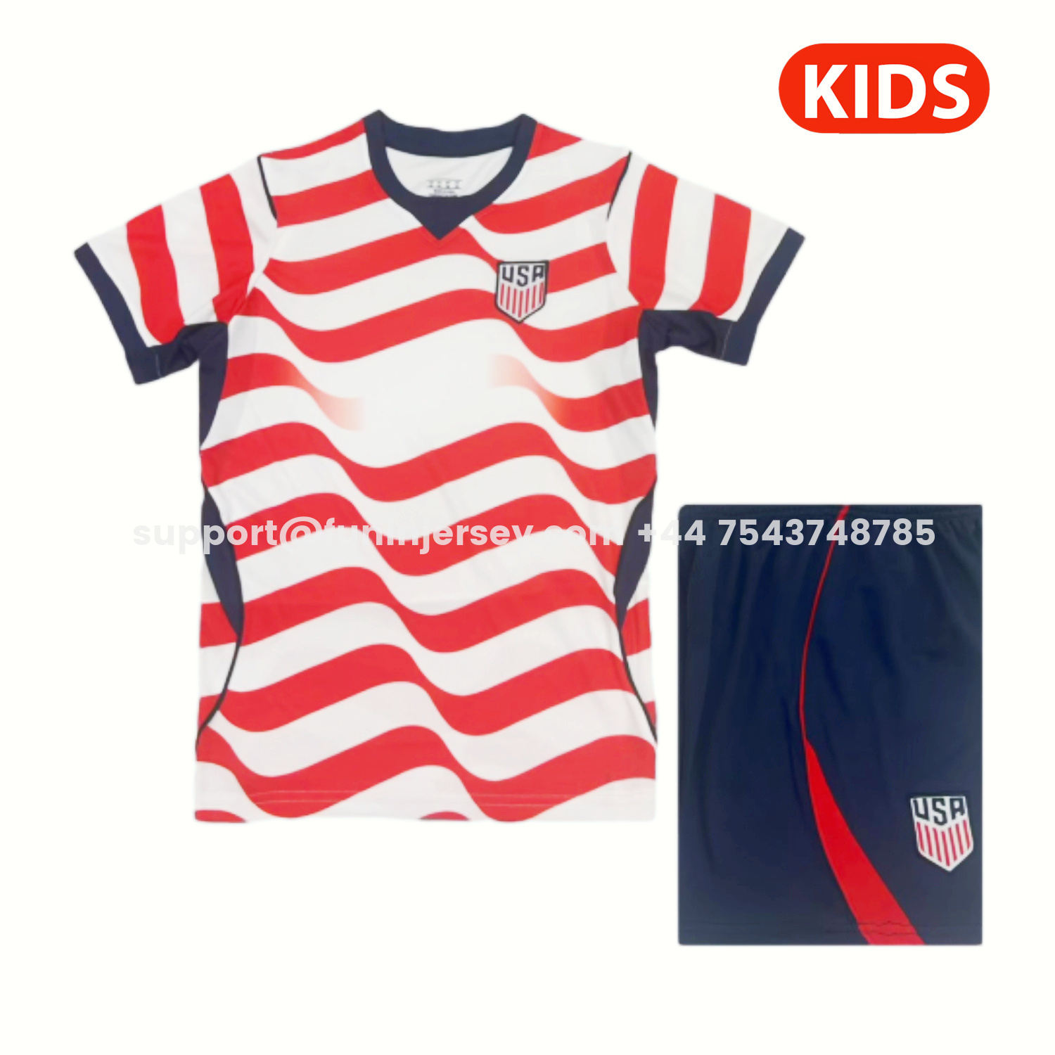 Funinjersey-【Chest Blank】United States USA 2026 Home Kids Kit