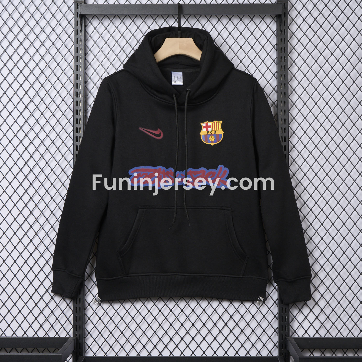 Funinjersey-Barcelona x Travis Scott Black Unisex Pullover Hoodie