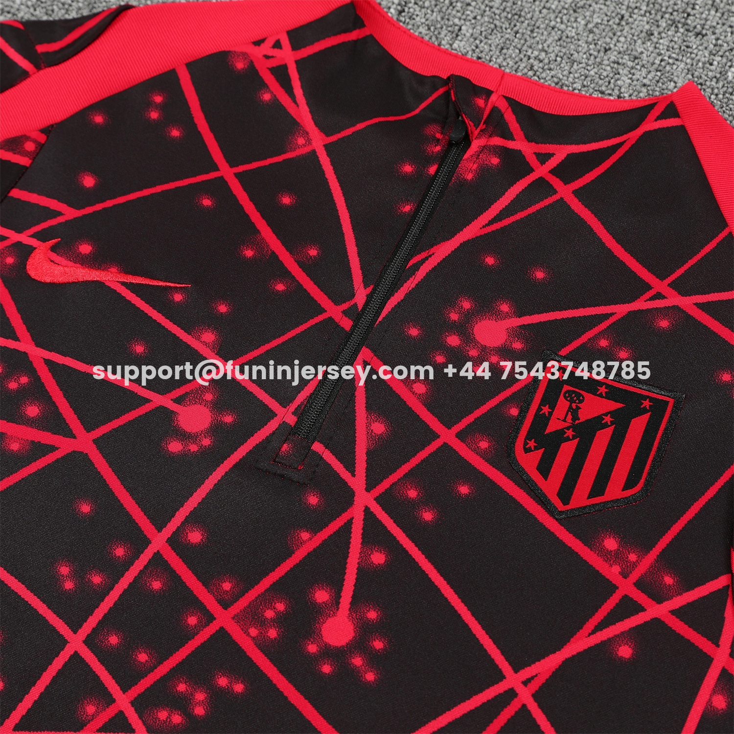 Funinjersey-Atletico Madrid 25-26 Long Sleeves Training Set - Red Top & Black Pants