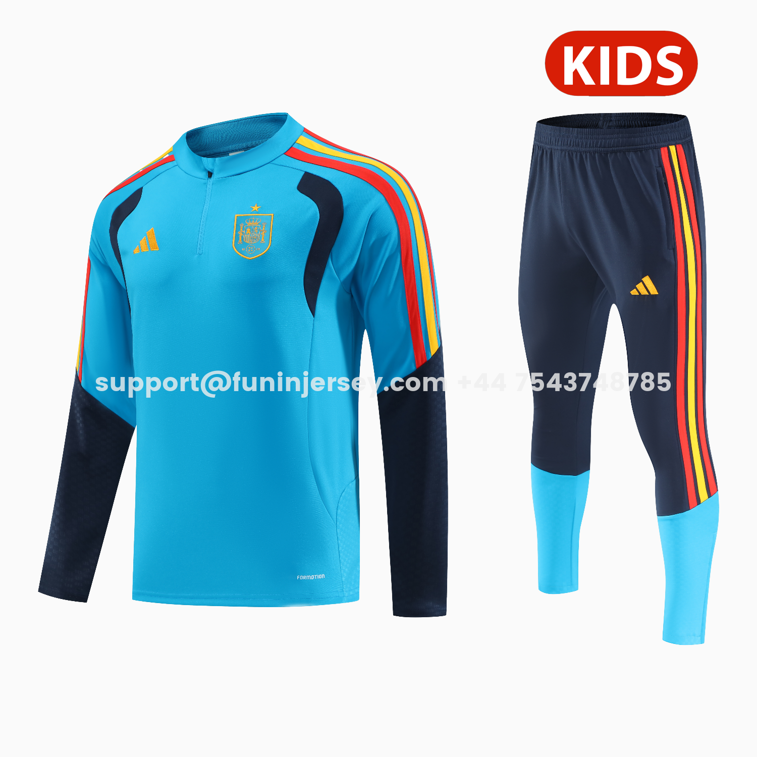 Funinjersey-Spain 2026 Kids Long Sleeve Training Set - Light Blue Top & Pants