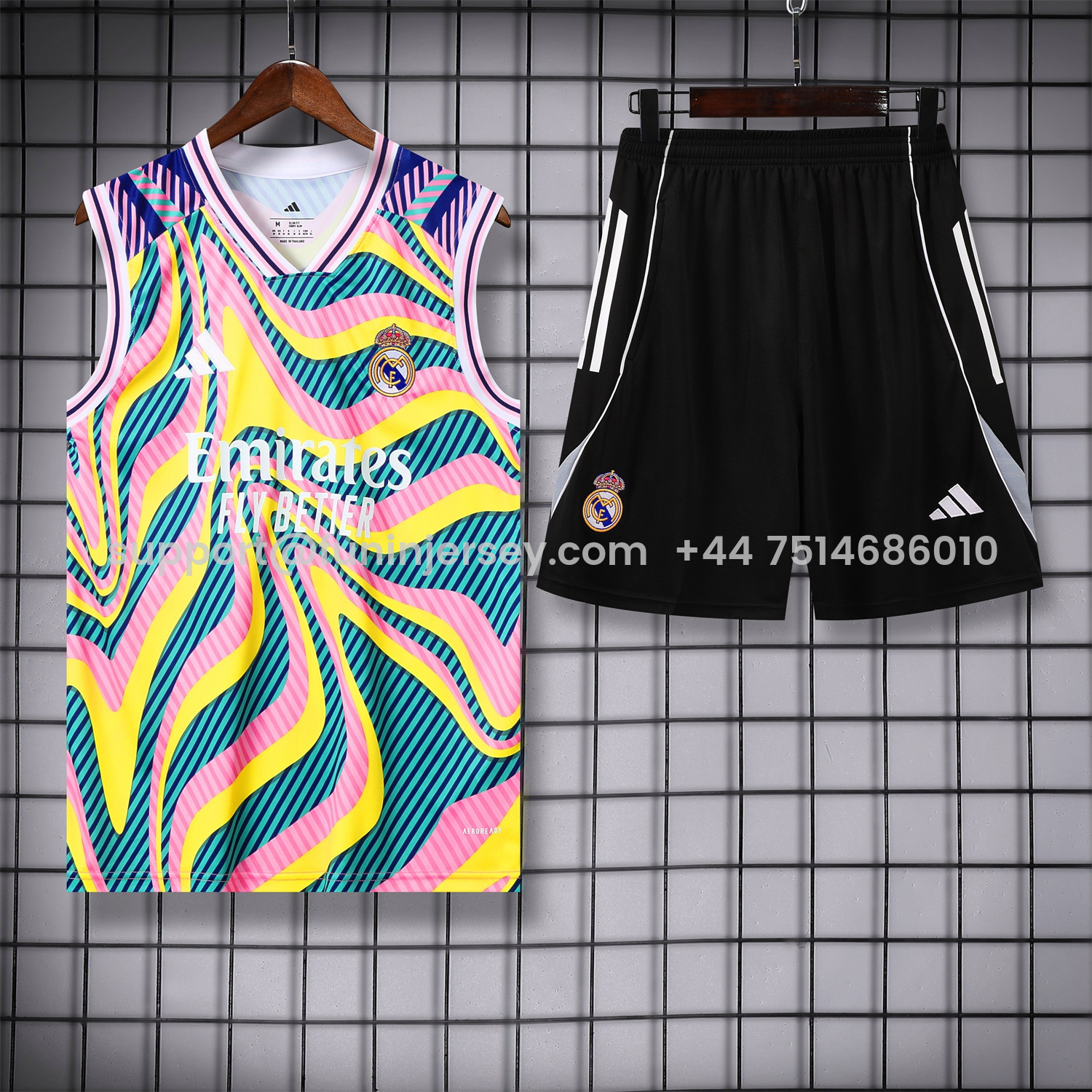 Funinjersey-Real Madrid 25-26 Vest Training Set - Colorful Vest & Black Shorts