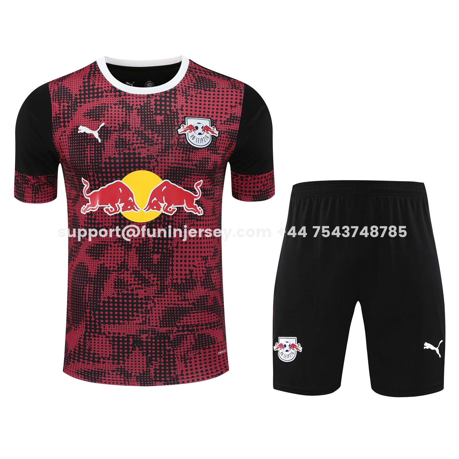 Funinjersey-RB Leipzig 25-26 Short-Sleeve Training Set- Red Top & Black Shorts