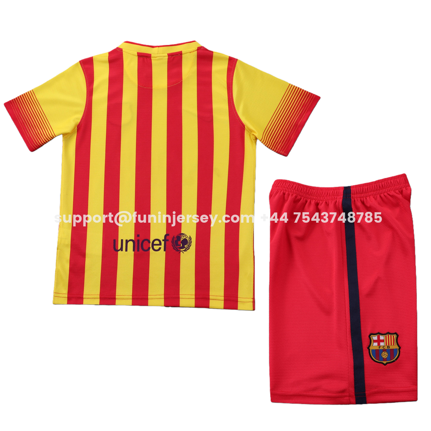 Funinjersey-Retro Barcelona 2013-14 Away Kids Kit