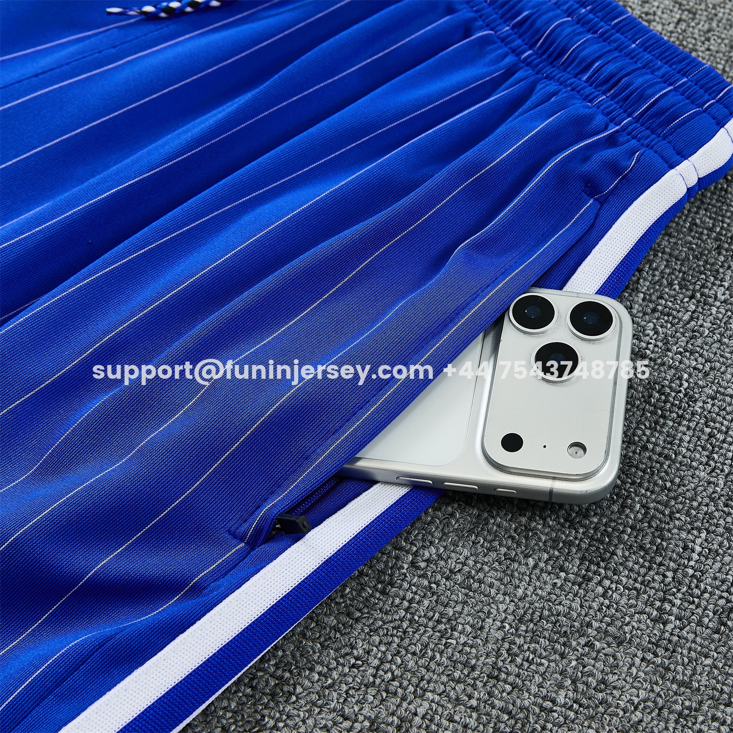 Funinjersey-C.H.E.L.S.E.A 25-26 Retro Style Vest Training Set - White Top & Blue Stripes Pants