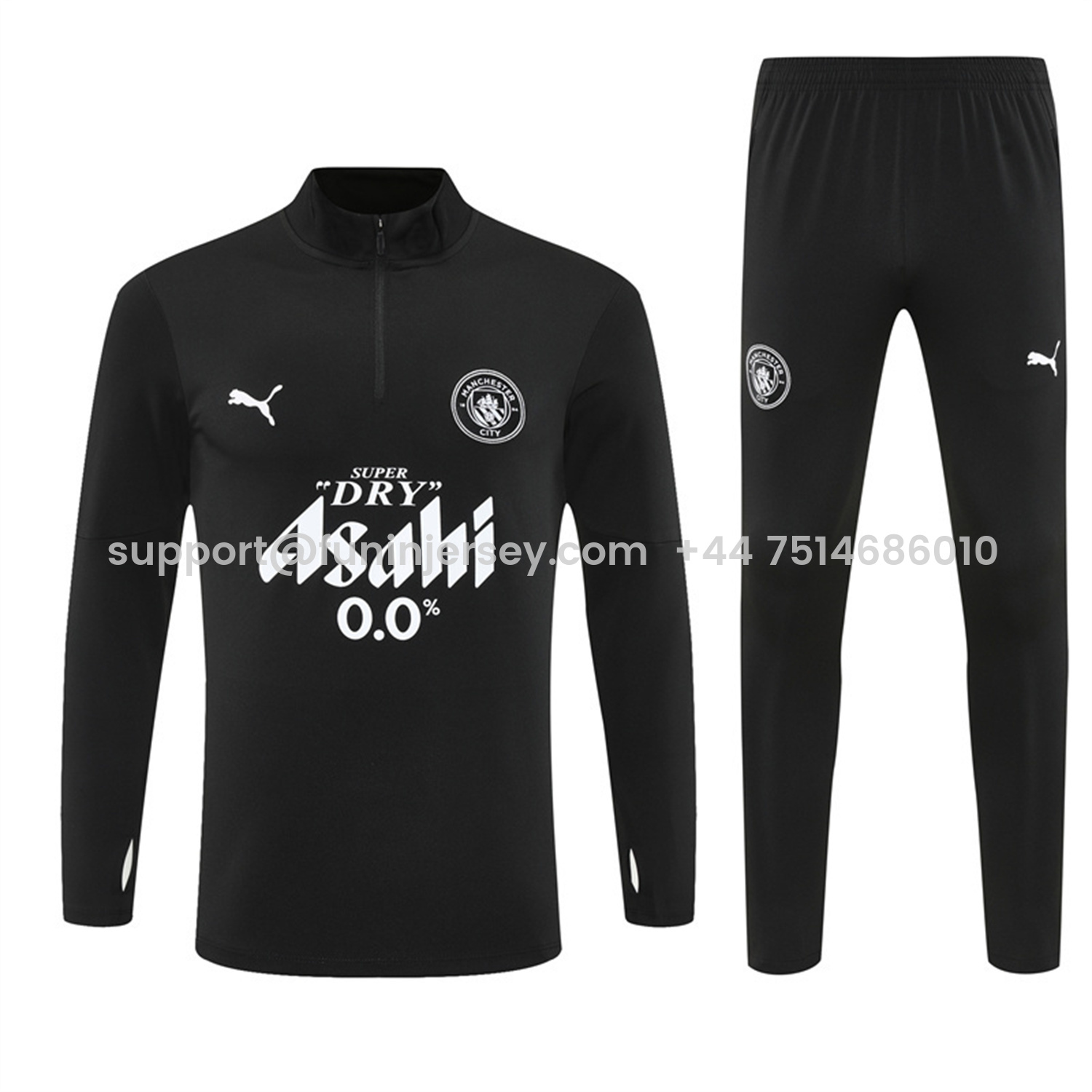 Funinjersey-Manchester City 25-26 Kids Long Sleeve Training Set - Black Top & Black Pants