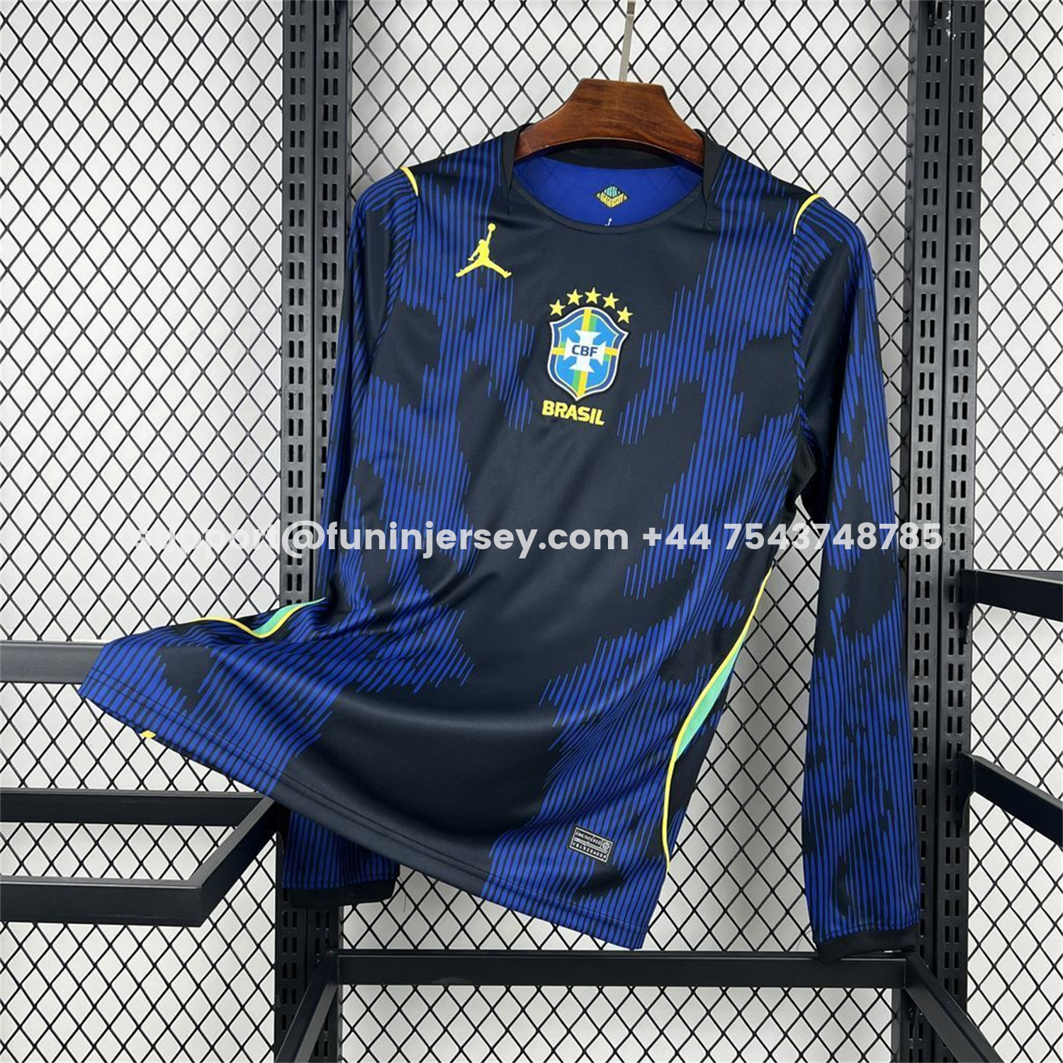 Funinjersey-Brazil 2026 Away Blue Long Sleeves Jersey - Fans Version