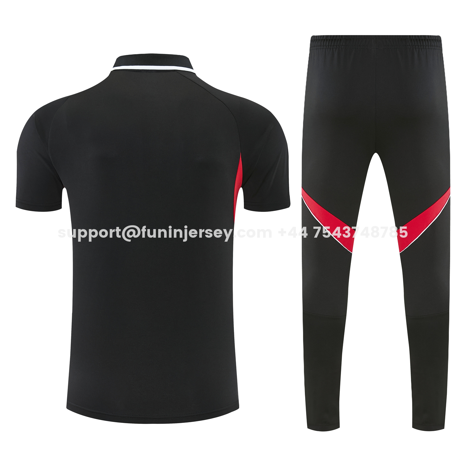 Funinjersey-River Plate 25-26 POLO Short-Sleeve Training Set - Black Top and Black Pants