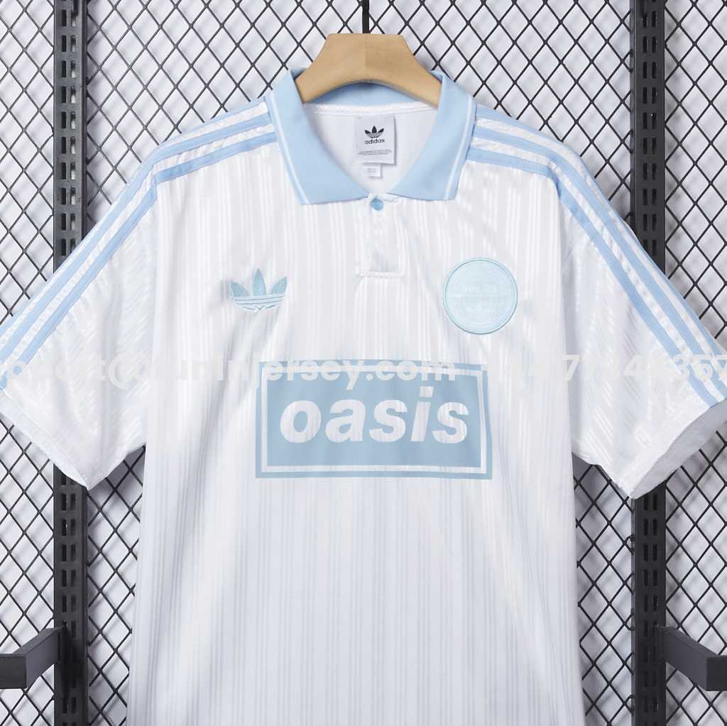 Funinjersey-Bohemian 25-26 Oasis Originals Tour White And Sky Blue Jersey With Number 25 - Fans Version