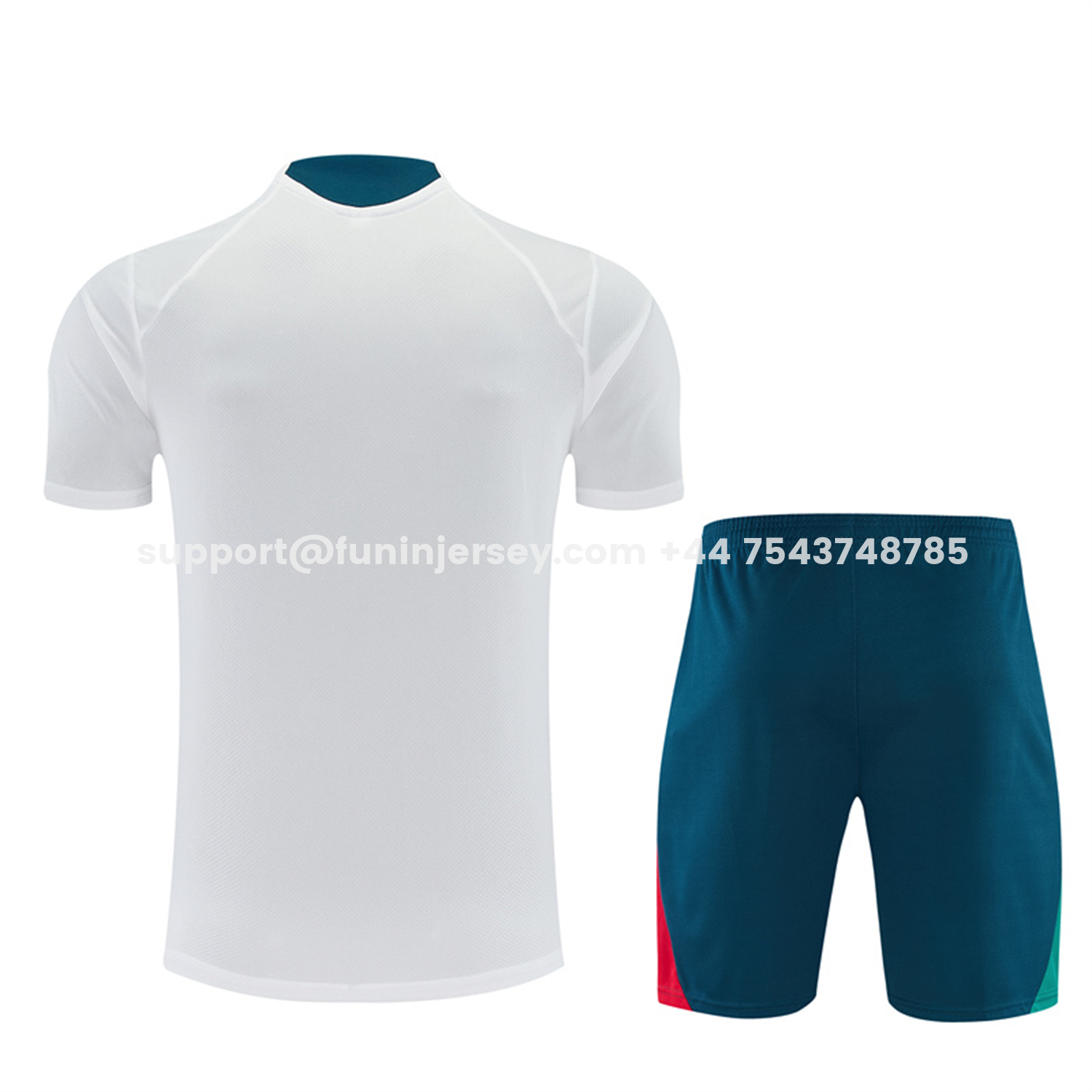 Funinjersey-Portugal 2026 Short-Sleeve Training Set - White With Red And Green Accents Top & Dark Blue With A Red Stripe Pants