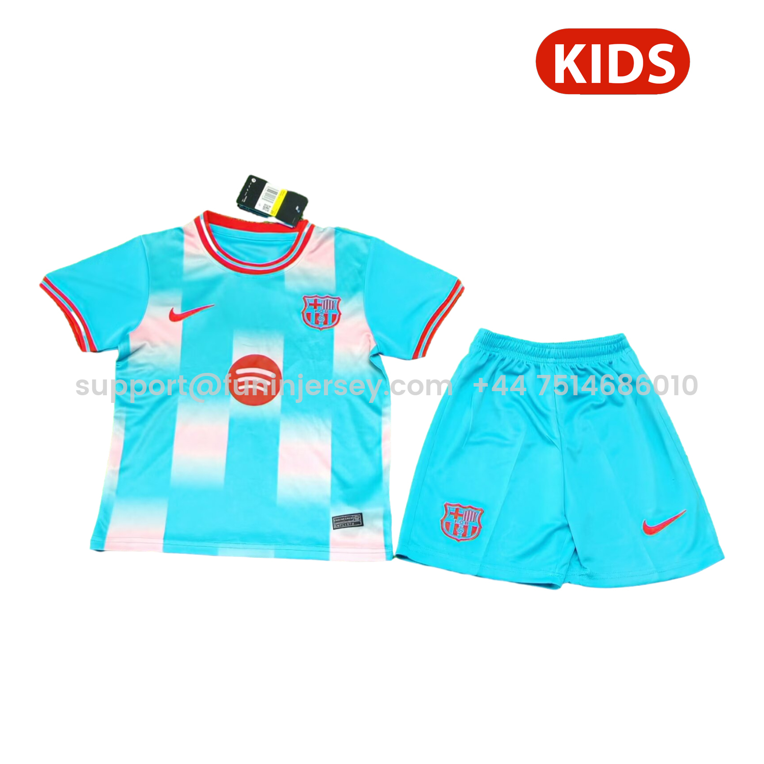 Funinjersey-Barcelona 25-26 Blue And Pink Special Kids Kit