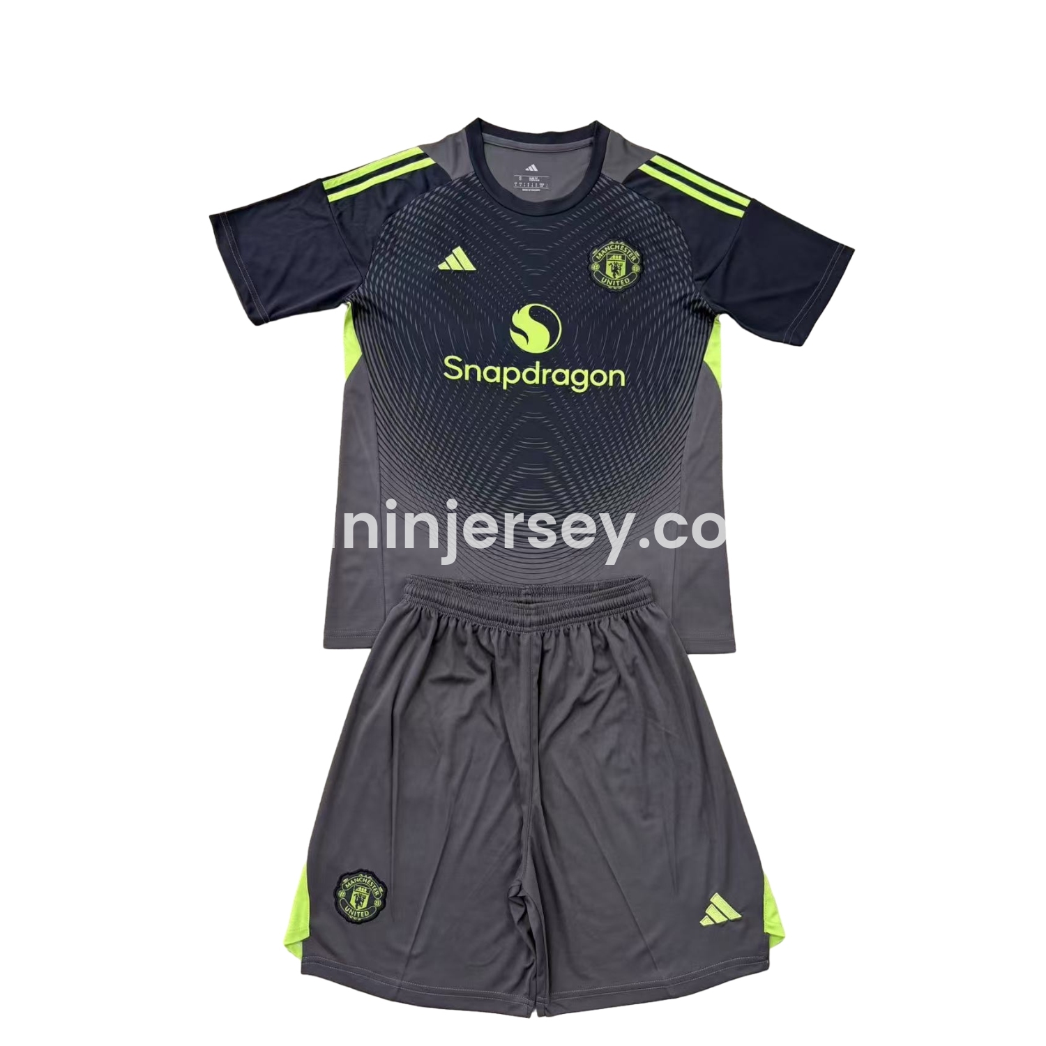 Funinjersey-Manchester United 25-26 Grey Black Goalkeeper Men's Adult Jersey Set - Fans Version