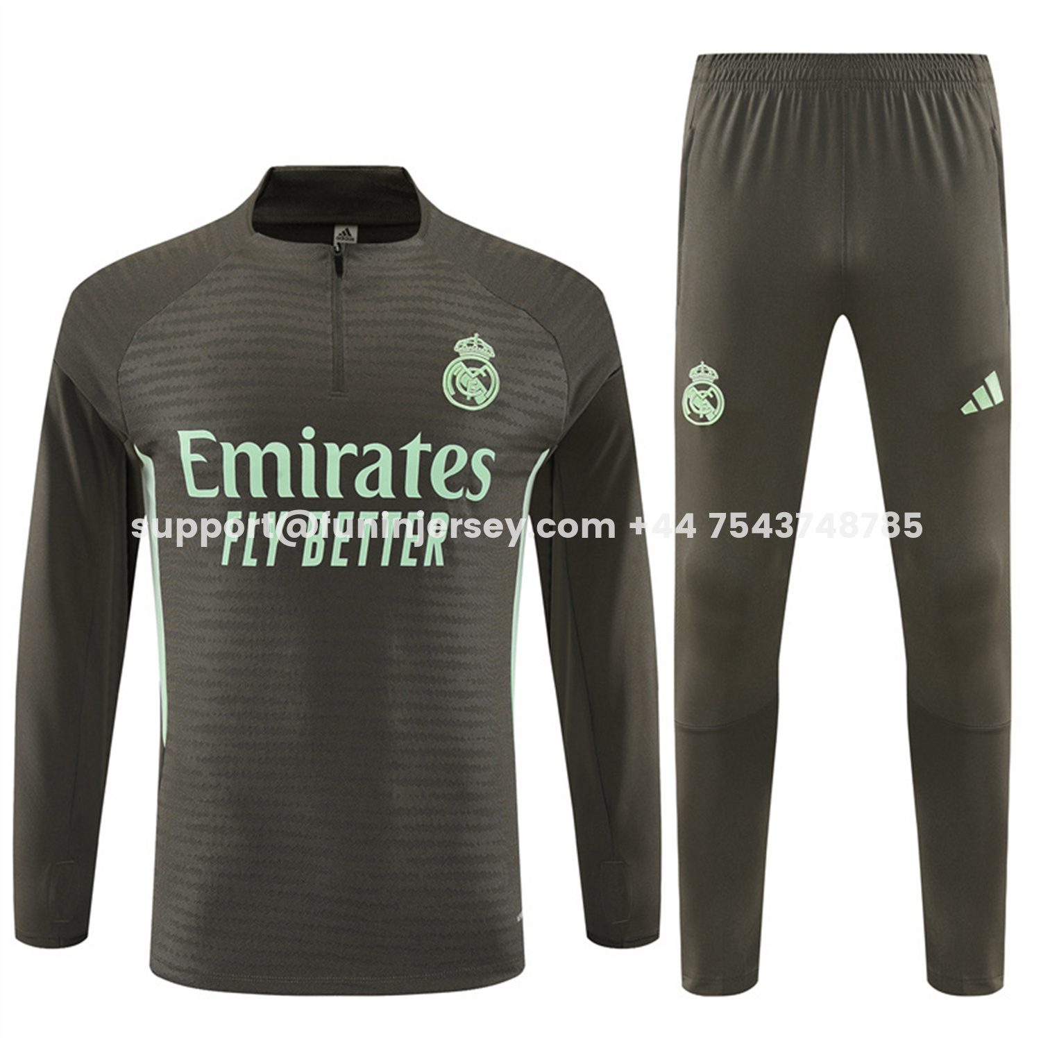 Funinjersey-Real Madrid 25-26 Long Sleeve Training Set - Player Version - Khaki Top and Khaki Pants