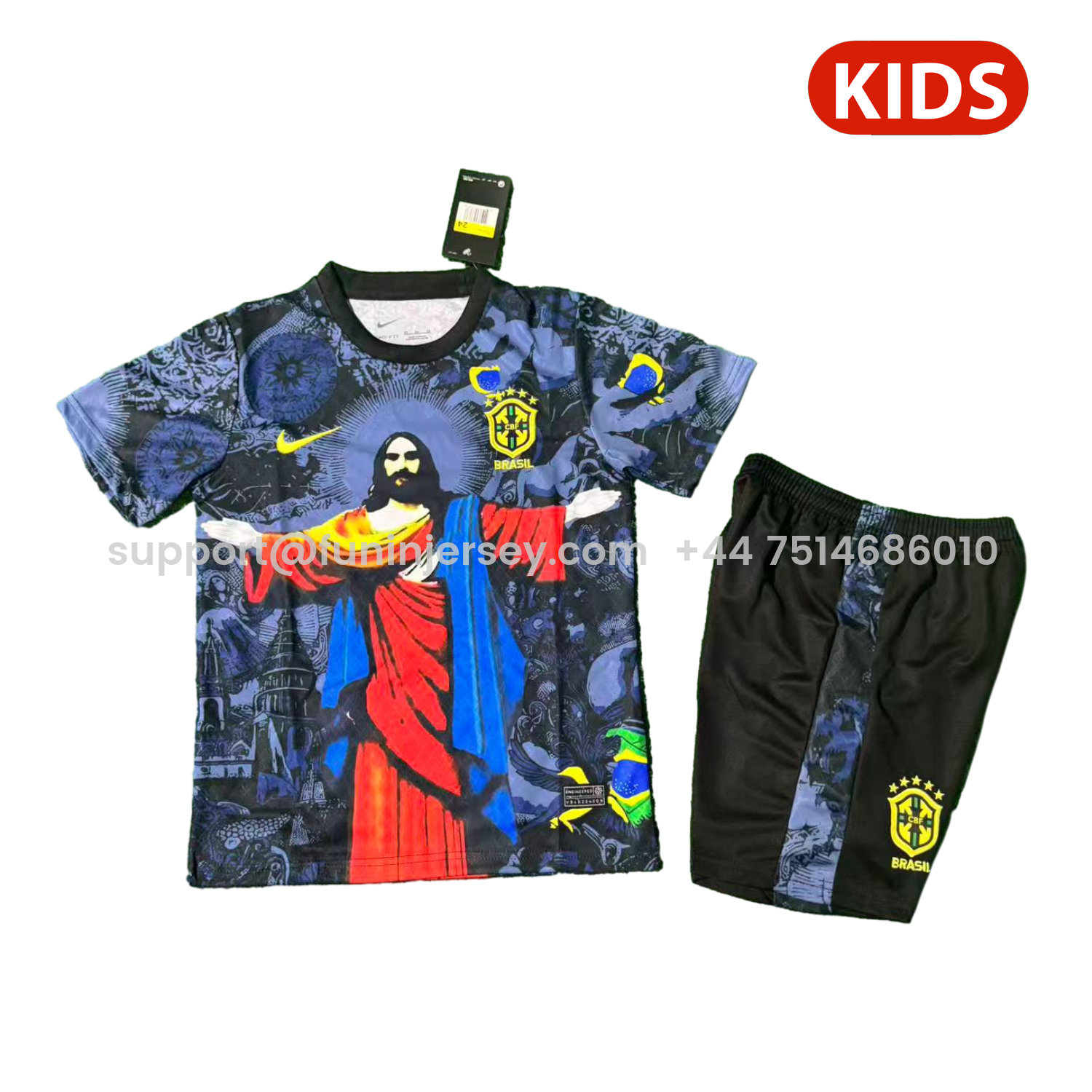 Funinjersey-Brazil 25-26 Red Jesus Purple Special Kids Kit
