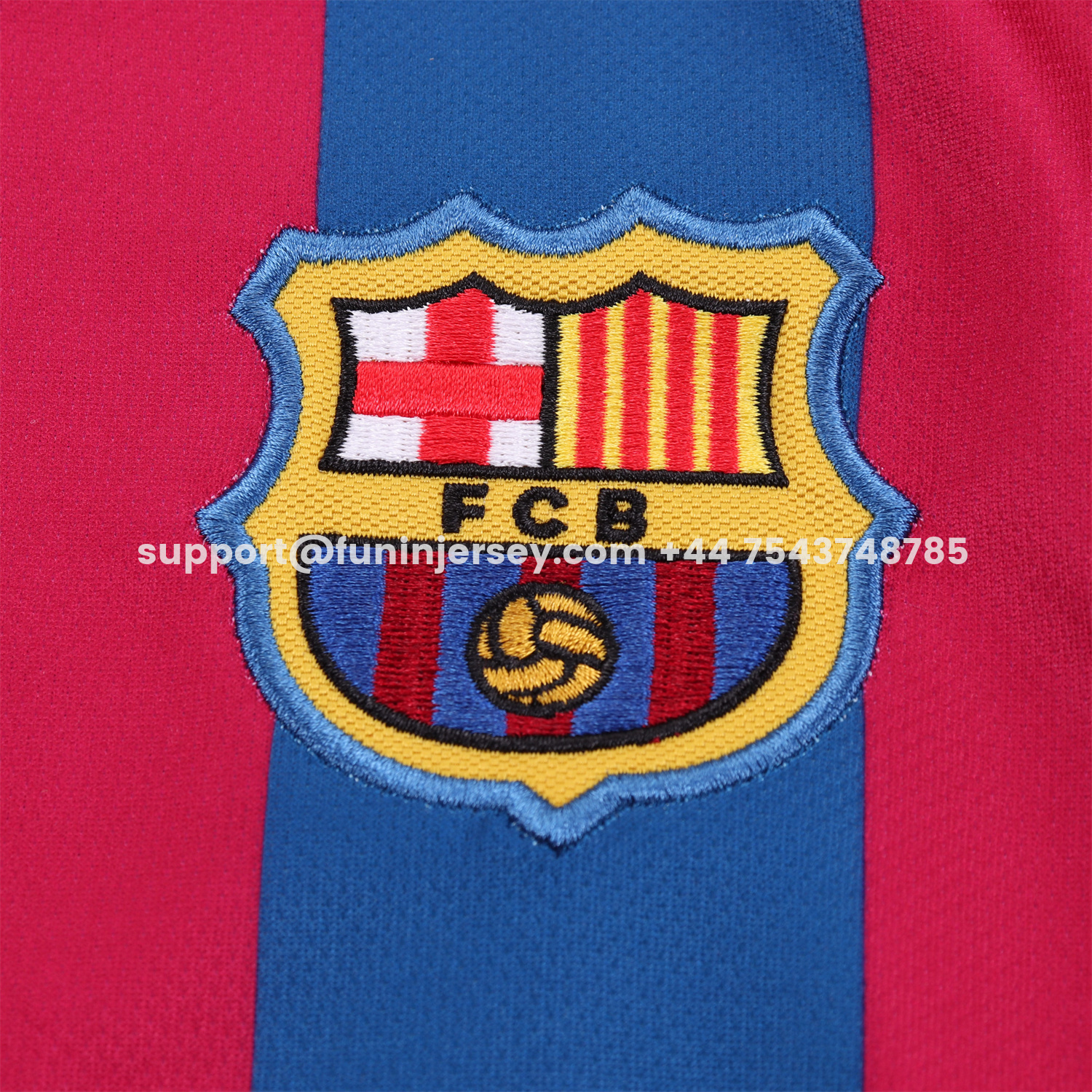 Funinjersey-Retro Barcelona 2005-06 Home Long Sleeve Kids Kit