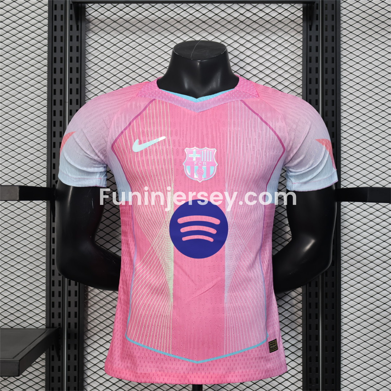 Funinjersey-Barcelona 25-26 Pink and Light Blue Stripes Jersey - Player Version