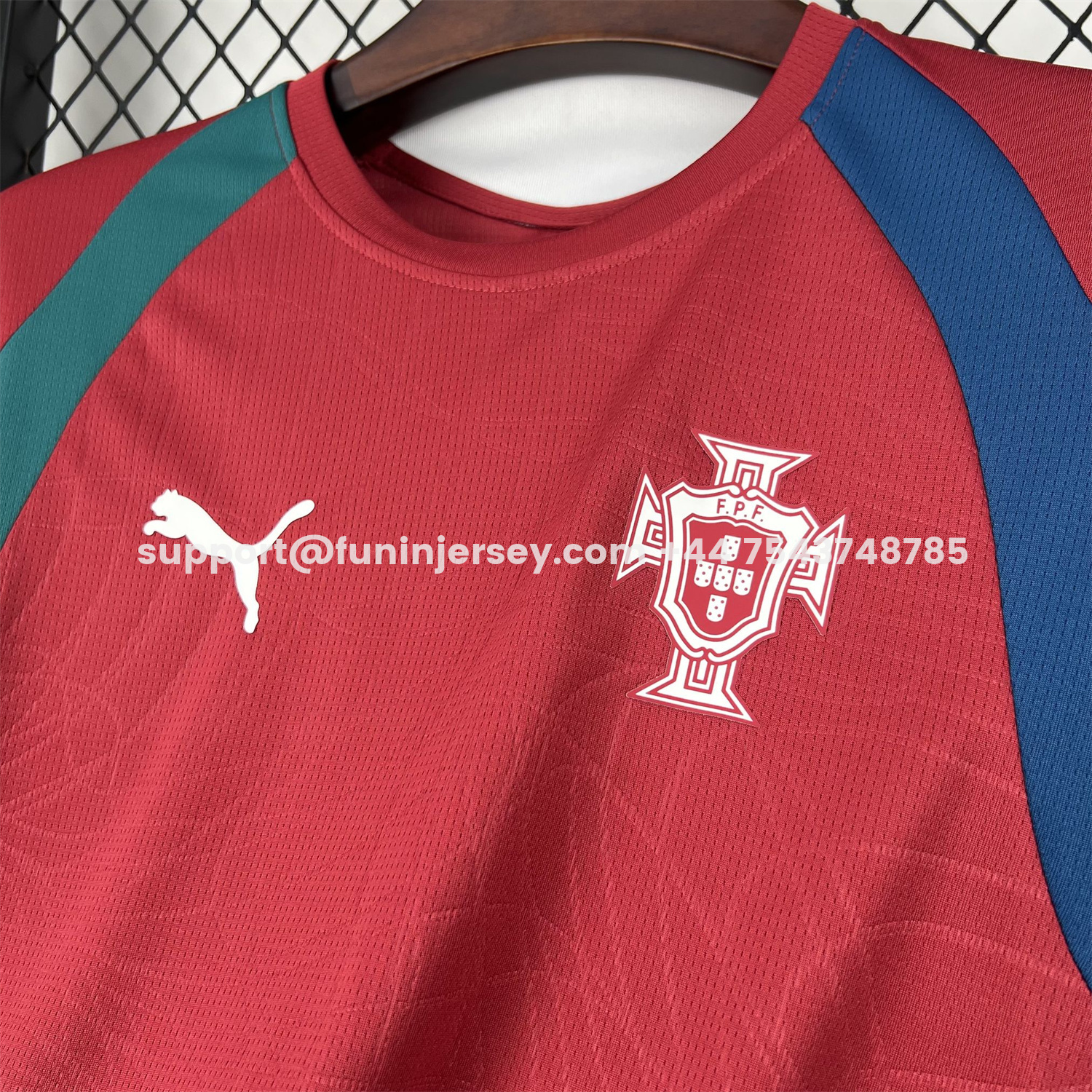 Funinjersey-Portugal 2026 Pre-Match Maroon With Blue Green Jersey - Fans Version