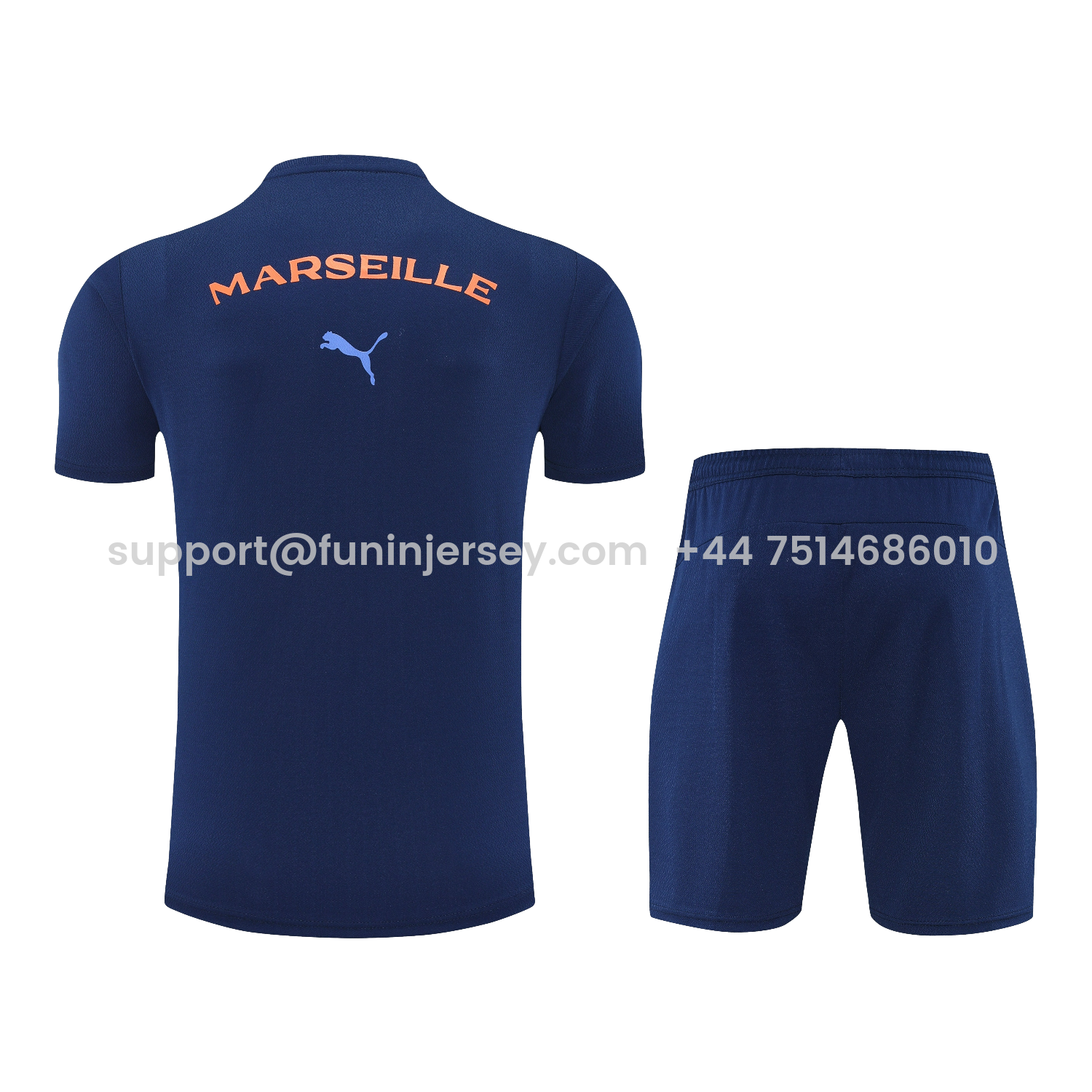 Funinjersey-Marseille 25-26 Short-Sleeve Training Set - Blue Top & Blue Shorts