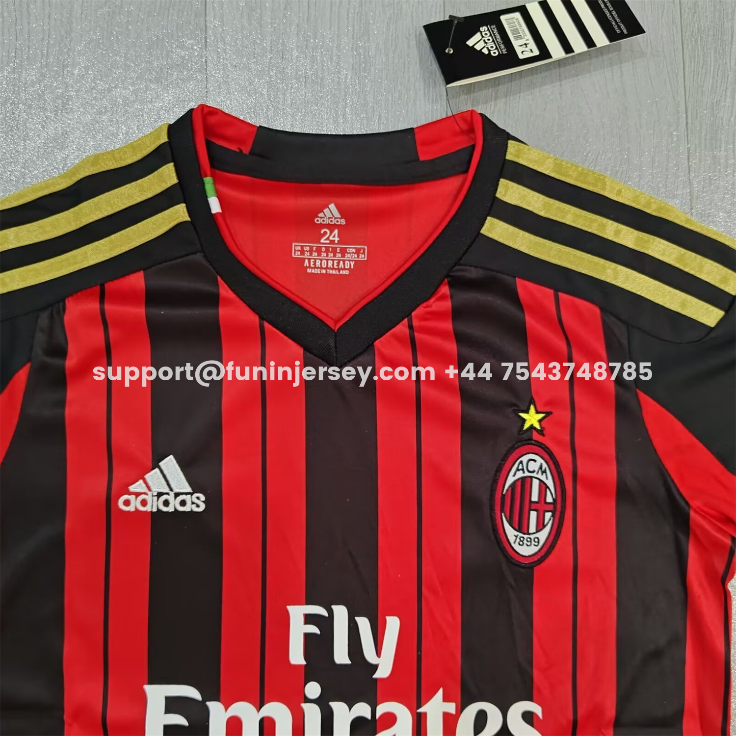 Funinjersey-Retro AC Milan 2013-14 Home Kids Kit