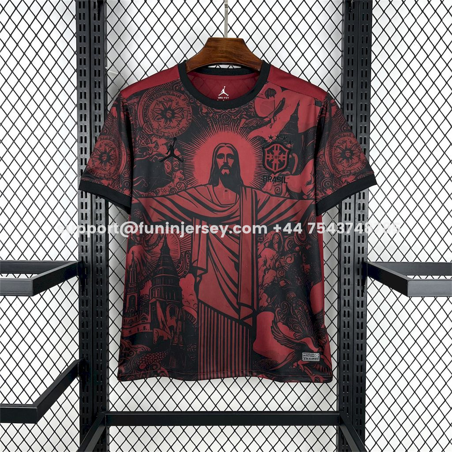 Funinjersey-Brazil 25-26 Jordan Black Jesus Statue Red Special Jersey - Fans Version
