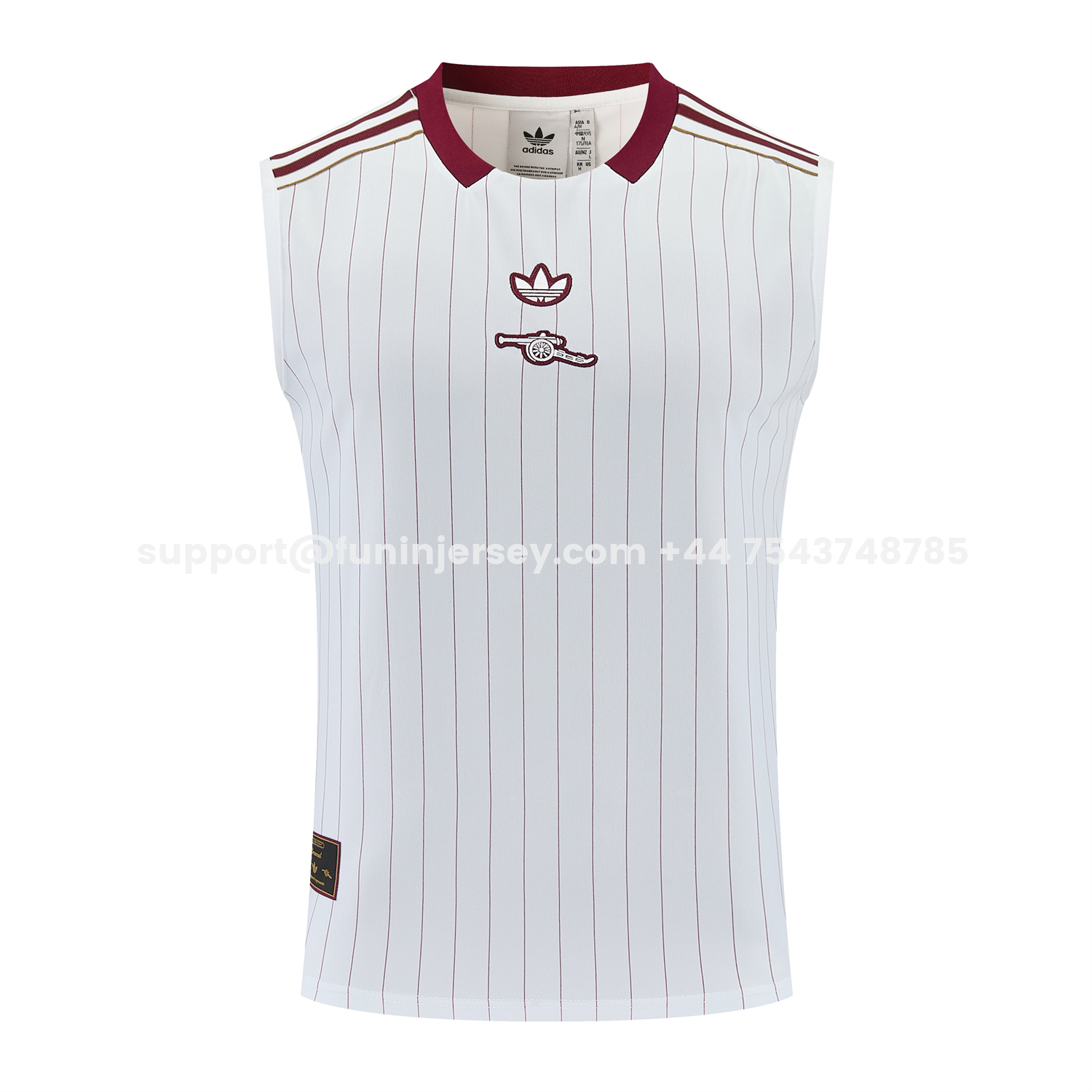 Funinjersey-Arsenal 25-26 Retro Style Vest Training Set - White With Burgundy Stripes And Collar Top & Pants